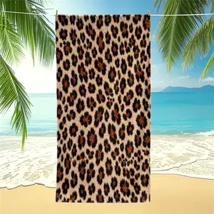 Classic Leopard Print Luxury Vintage Bohemian Sand Free Beach Towel, for Beach, SPA, Hot Spring, Pool, Gym & Camping, Super Absorbent & Quick Dry, Perfect Housewarming Birthday Christmas Gift