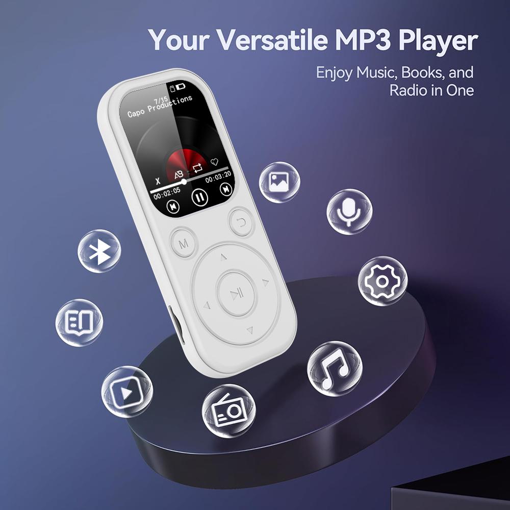 Chargeable Bluetooth MP3-MP4 Audio Player, 5.4 Bluetooth Version, Type-C Port for Fast Charging, Expandable Memory Card Support, FM Recording, E-Book Function