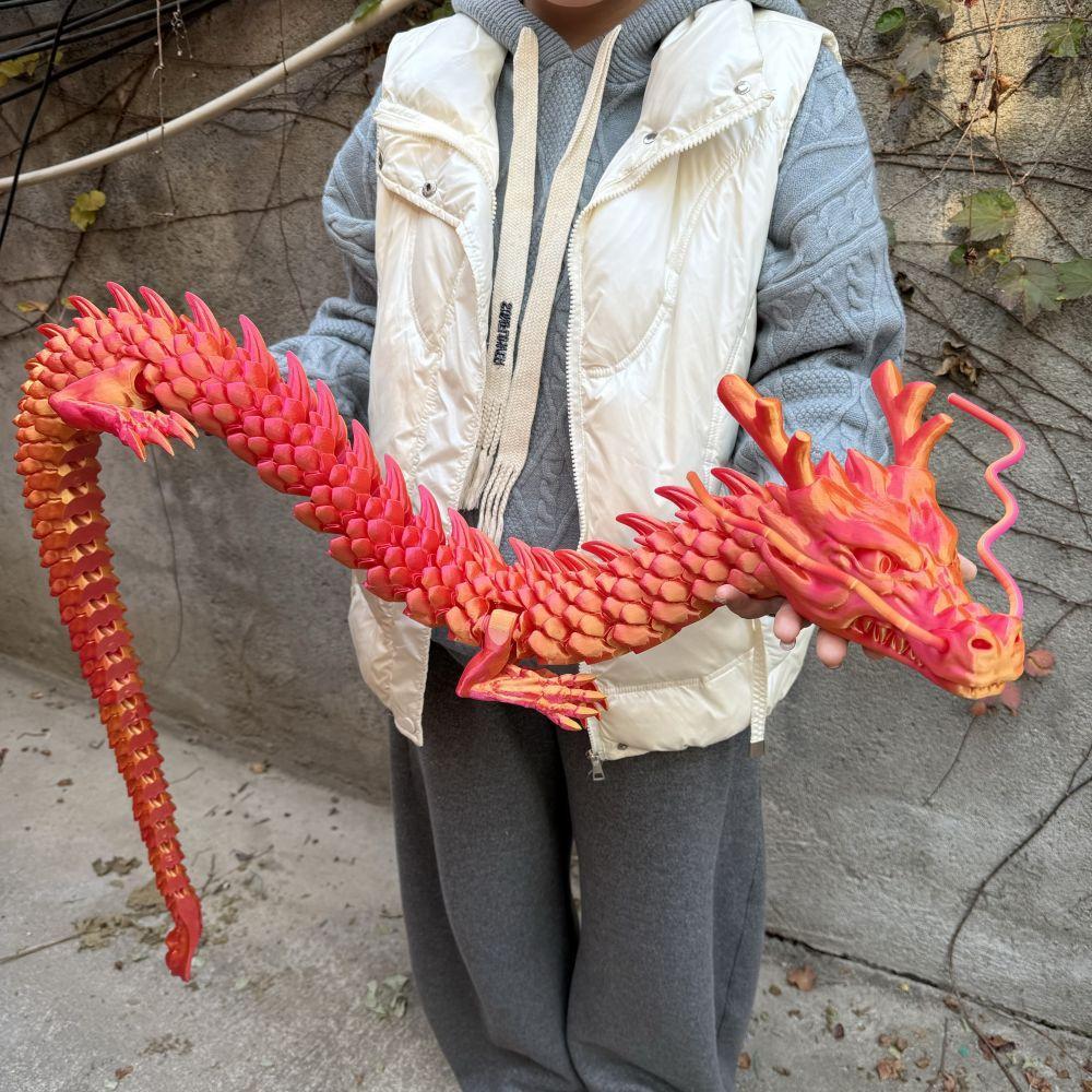 3D Printed 150cm Dragon Model, Giant Chinese Dragon Desktop Decoration, Desktop Statue, Unique Home Office Decor, Ornaments Decoration, Decorative Sculptures, Collectible Figurines, Perfect Holiday Gift, Valentine's Day Present