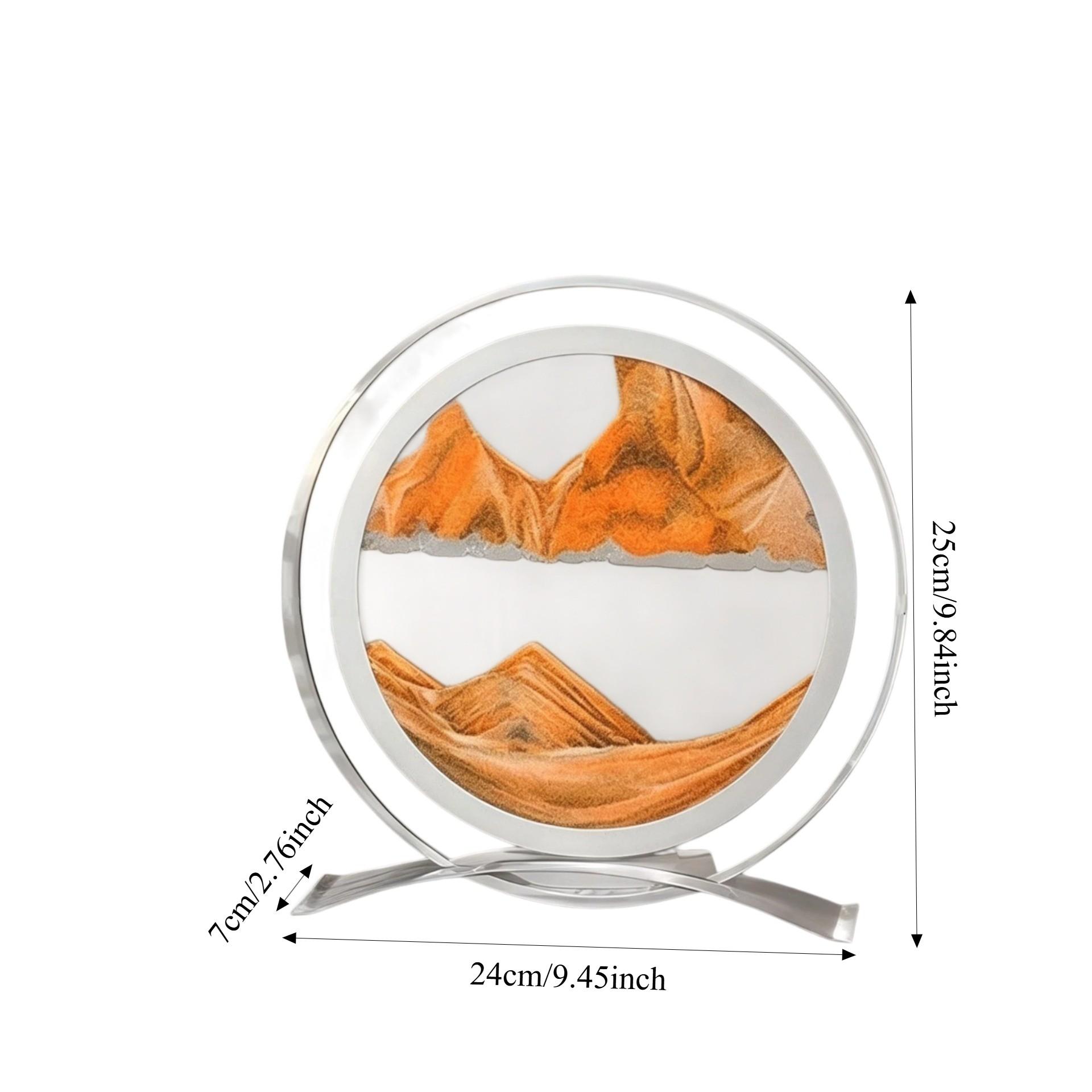 Luxury Dual-Layer Round Ring Fluid Sand Art Decor, Modern Home Decor, Decorative Ornaments, Office Home Stress Relief Landscape Desk Ornament, Desktop Decoration Ornament, Elevate Desktop Aesthetic Secret