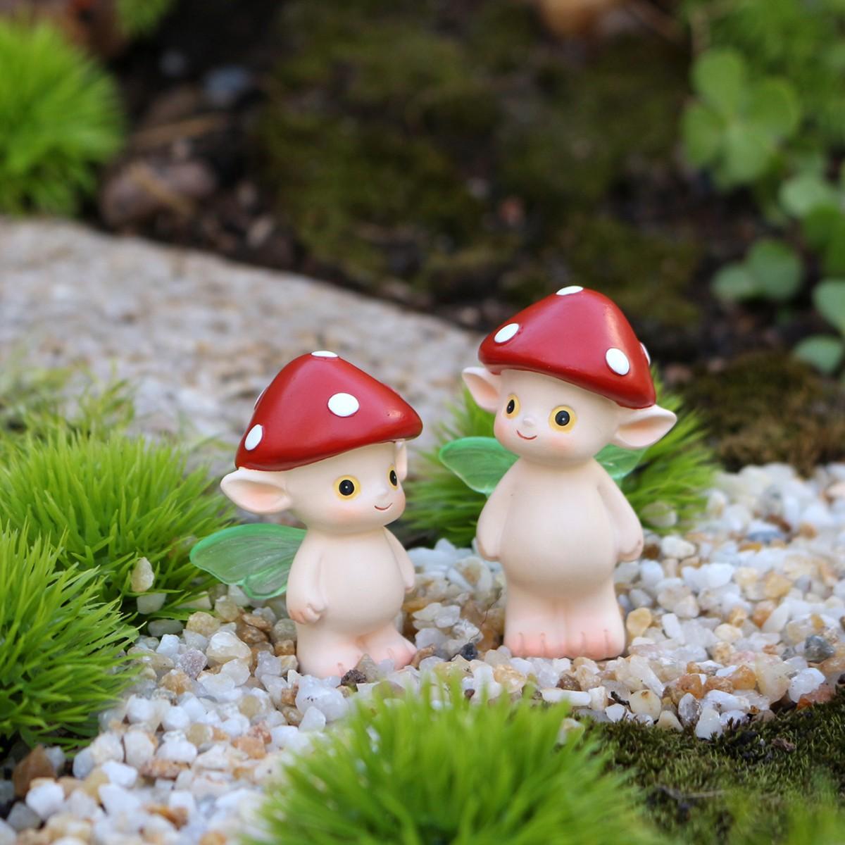 2pcs Mushroom Fairy Set, Hat Mushroom Figurines, Garden Decor, Camping Table Decor, Micro Landscape, Home Decoration, Holiday Gift