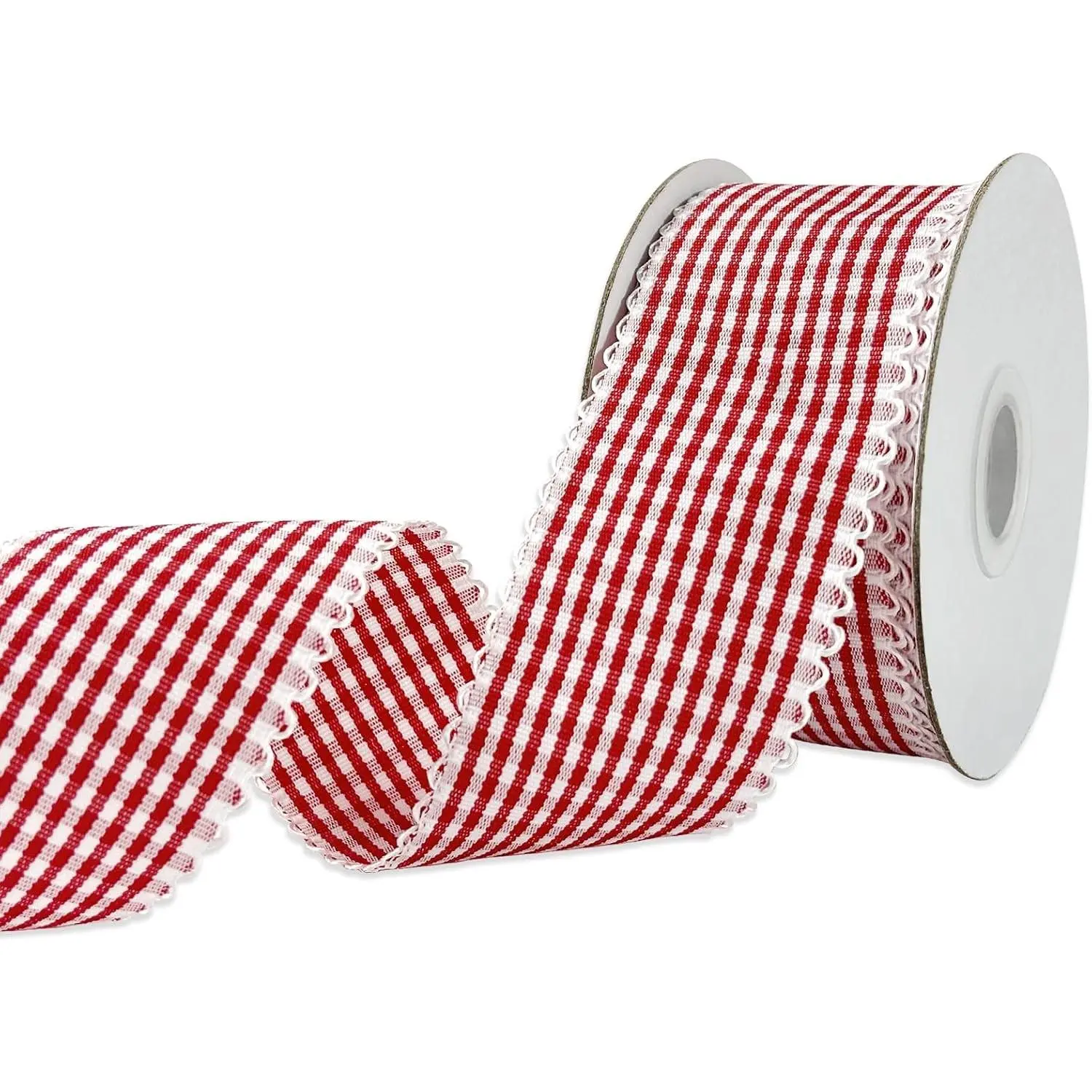 Red Gingham Craft Ribbon 1.5"×15Yds | 100% polyester Plaid ribbon; No-fray, crisp fade-resistant, easy to shape; for bouquets, wreaths, parties & weddings