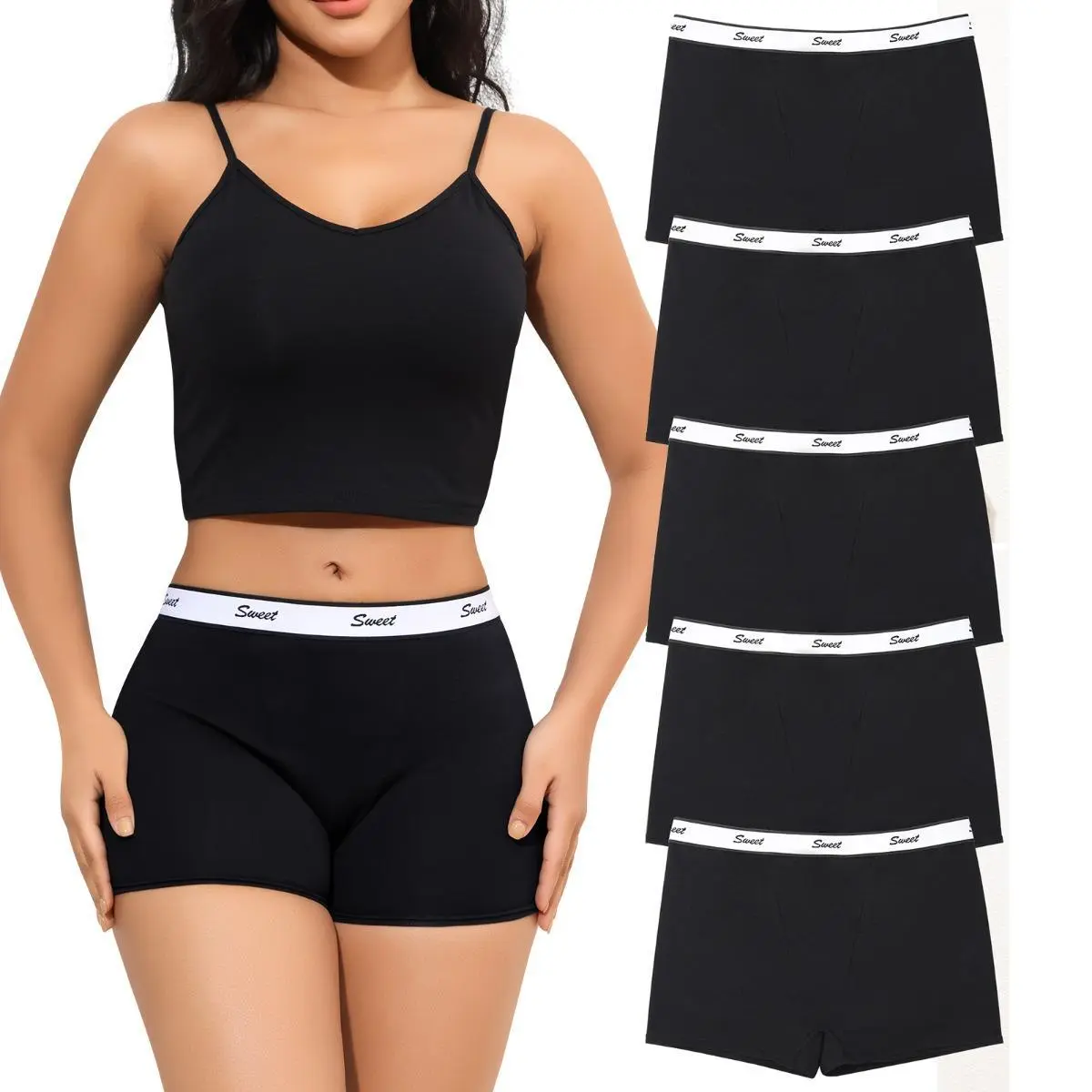 LEVAO Women's Soft Basic Cotton Panties, Low-Waist Fashion Comfy Boy Shorts, Sports Elastic Full Coverage Boxer Briefs (5-Pack, S-XL), Fashion Comfy Underwear, Underwear For Women, Boxers, Cotton Underwear, Plain