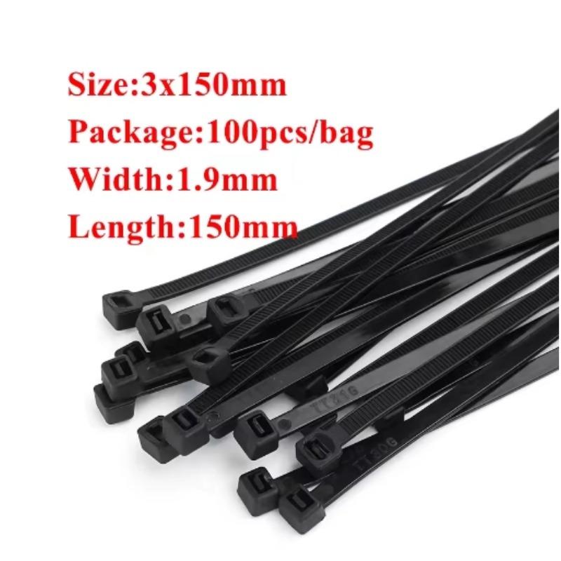 100pcs Nylon Reusable Cable Zip Ties Releasable Fixed Binding Color Black White Disassembly May Loose Slipknot Cable Ties Cable Ties