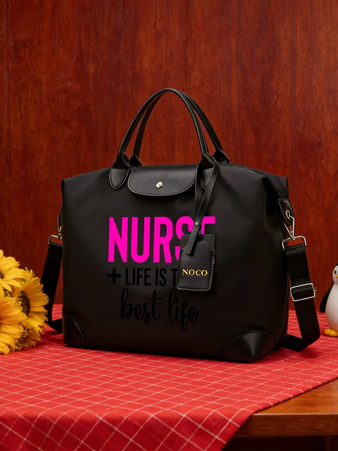 "NURSE LIFE IS THE BEST LIFE" Pattern Crossbody Bag, Stylish Tote Bag, Casual Shoulder Bag, Large‑capacity Handbag, Adjustable Shoulder Strap, Wearable As Crossbody or Hand‑held, Suitable for Work and Daily Commuting, An Ideal Gift.