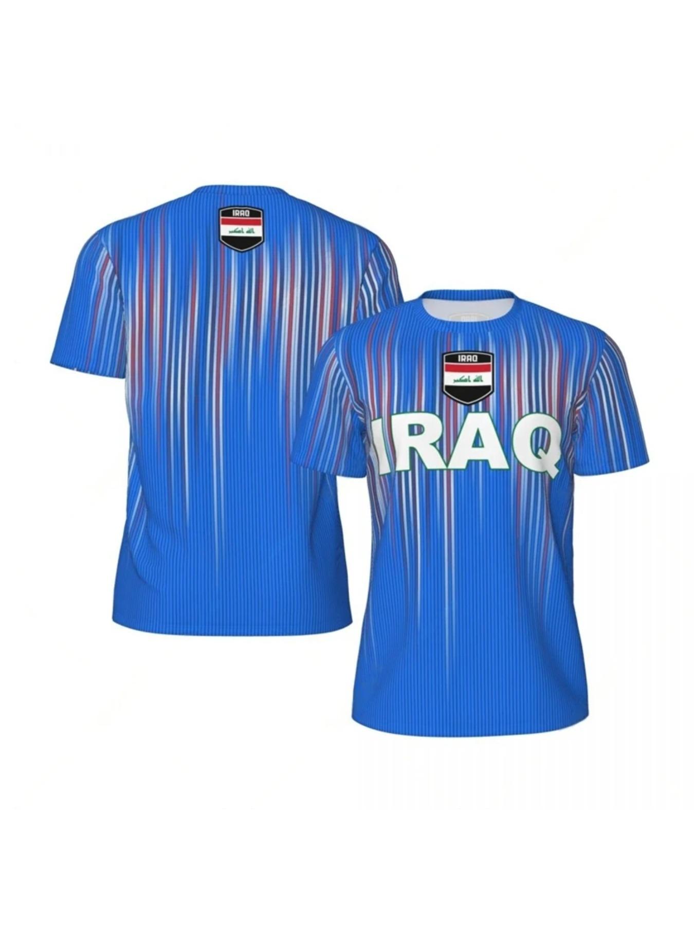 Iraq Flag Graphic Mens Football Jersey Fashion National Emblem 3D Printed Sports T Shirt Casual Oversized Breathable Tees Tops