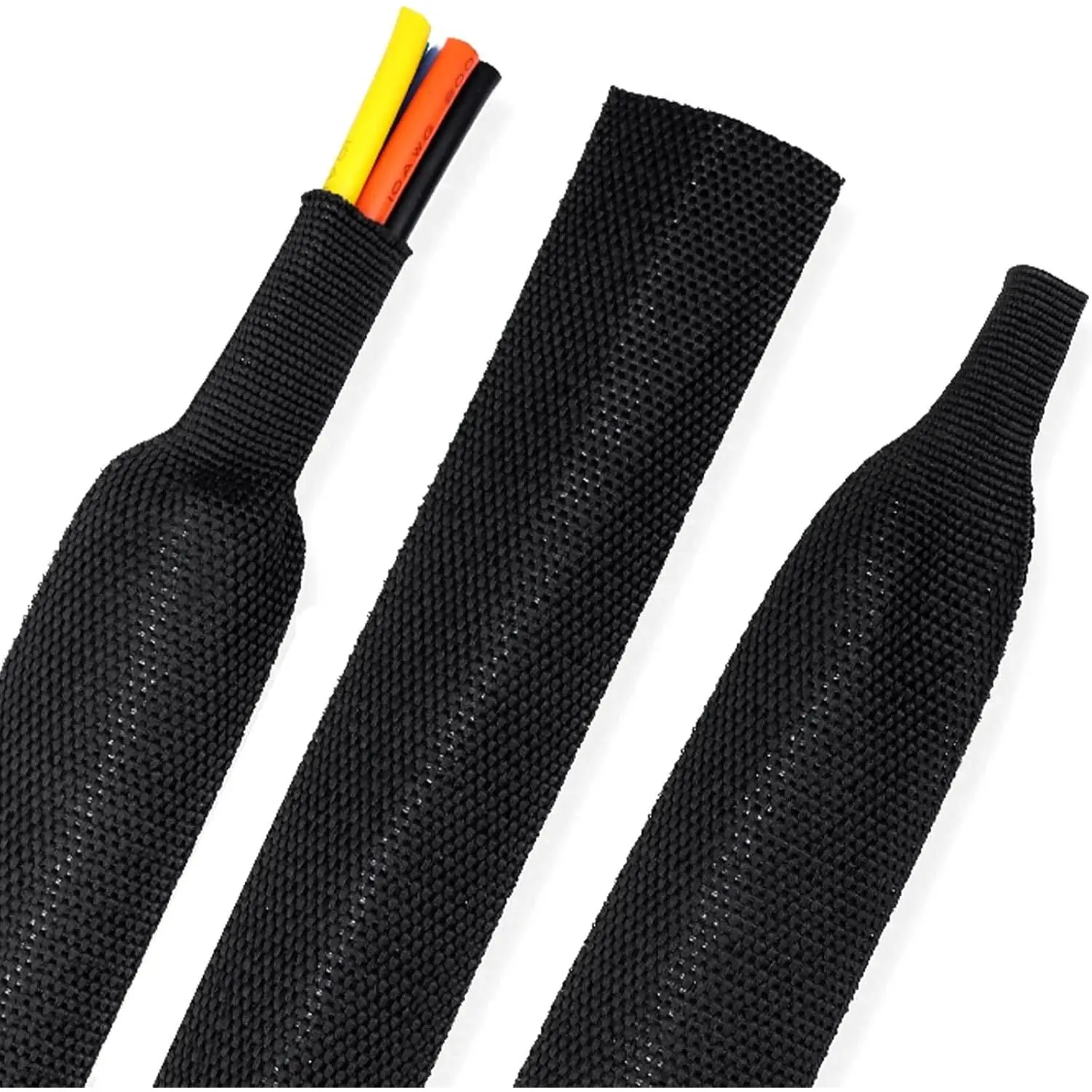 2:1Heat Shrink Wire Loom Braided  Sleeves,Heat Resistant Fabric Woven Shrink Tubing Wiring Harness for Protection Automotive,Harness , Management (1/2"-12ft)