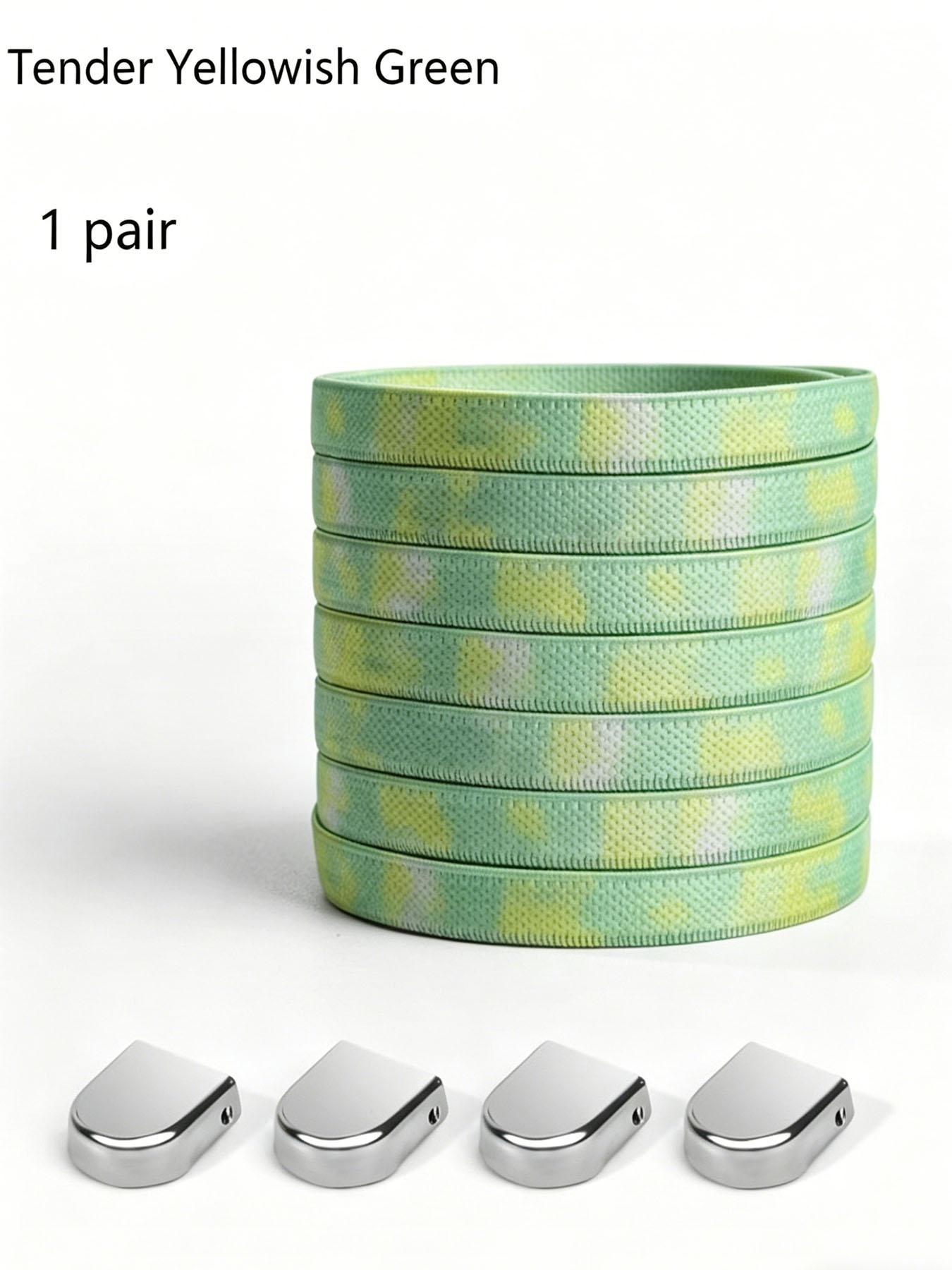 Dreamy Tie-Dye Lazy Shoelace, No-Tie Press Button, Gradient Color, Elastic Stretch, Wide Strap, for Sneakers, Dad Shoes, Sports Shoes, Commute, DIY Footwear