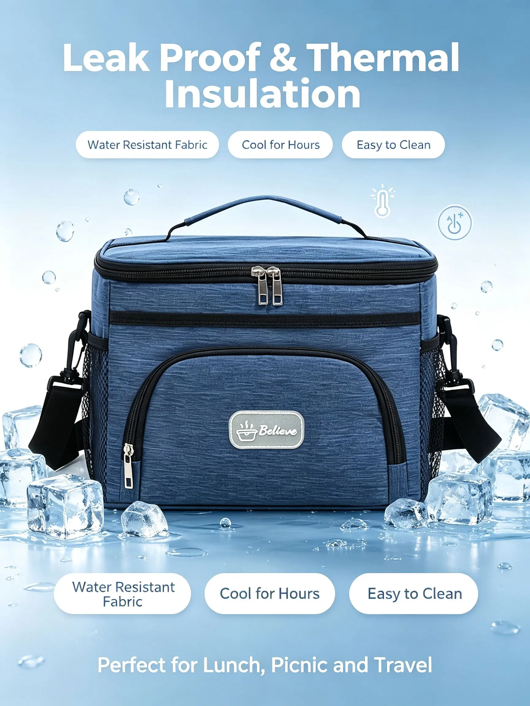 Outdoor Insulated Bag, Single Shoulder Handheld Cooler, Large Capacity Ice Pack, Waterproof Lunch Bag, Party, Camping, Office Use