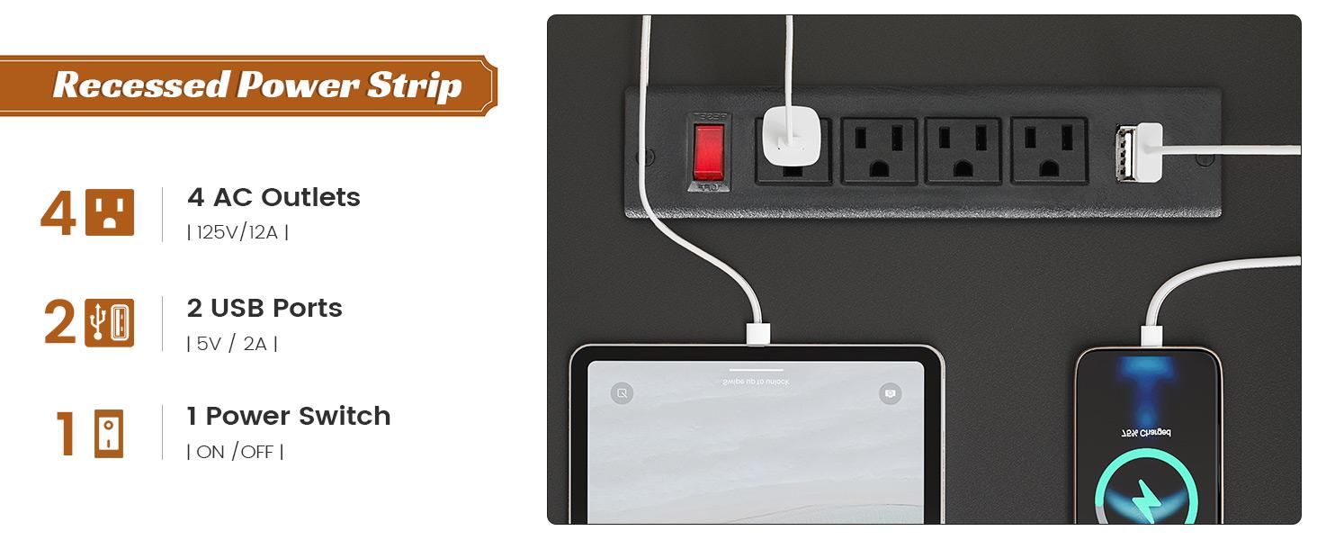 SEDETA 55-inch Executive Desk, Computer Desk with Electrical Outlet Sturdy and durable Furniture Luxury Office Modern Interior