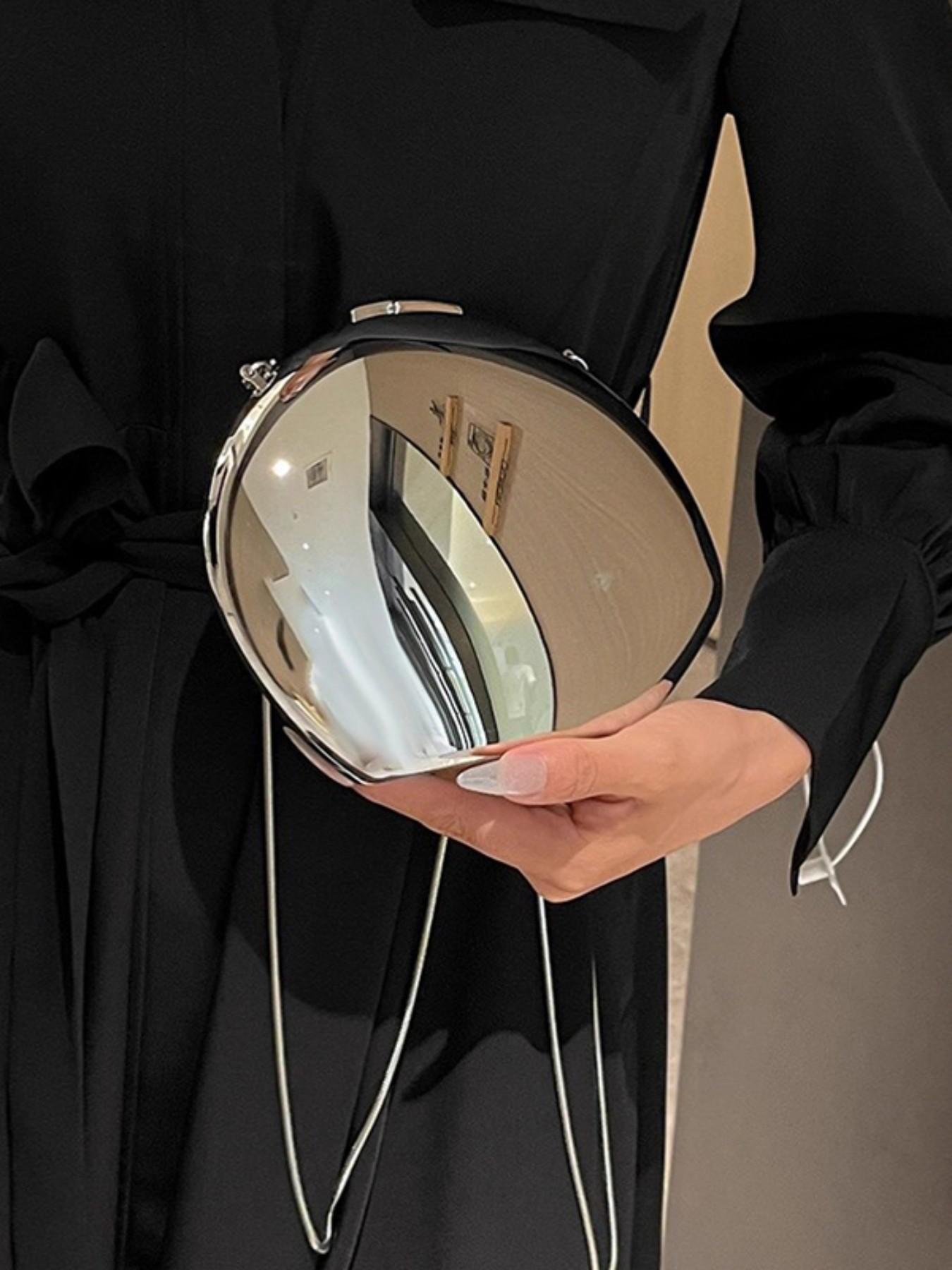 Egg-Shaped Acrylic Shiny Shell Box Bag, Party Handbag, Chain Crossbody Bag, Summer Commuter Lipstick Phone Bag, Fashion Evening Bag
