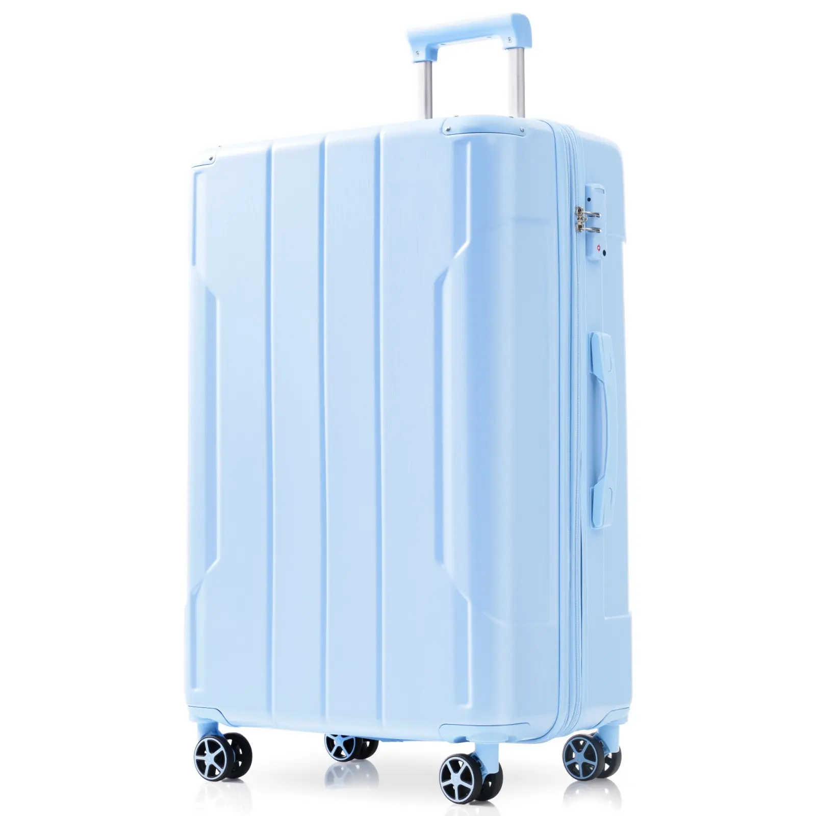 Nokaa Hardshell Luggage, Lightweight Durable ABS Suitcase with Double Wheels, Expandable 24-Inch Checked Travel Bag, Skyblue, Ideal for Vacation, Business Trips, and Weekend Getaways
