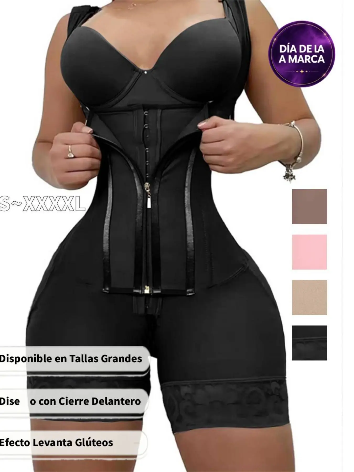 Colombian Faja Women's Shapewear Bodysuit with Zipper, High Waist Tummy Control, Plain Casual S-Curve, Waist Training Garment Underwear, High Waist Trainer, Zipper Shaper Bodysuit
