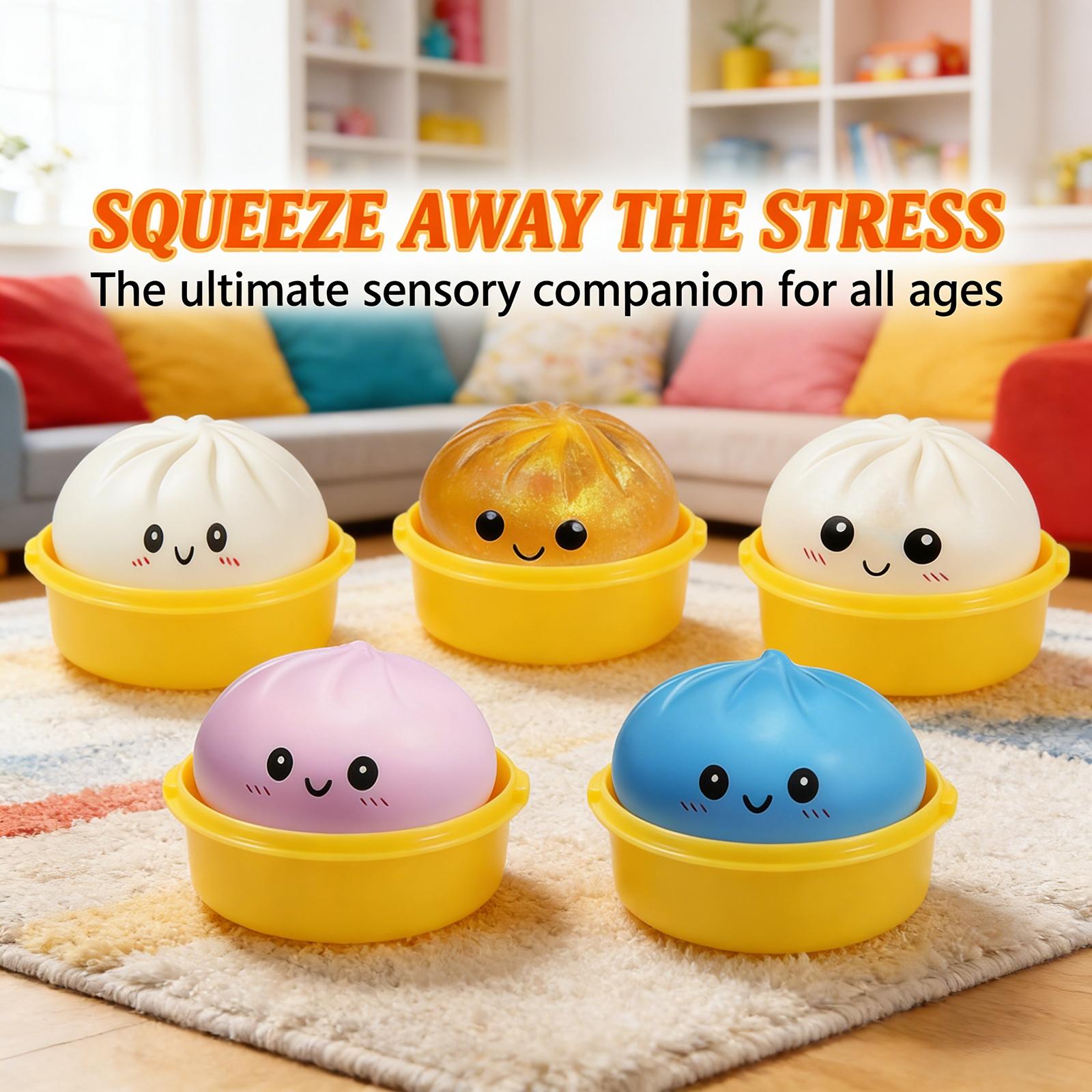 Big Dumpling Squishy - Blind Box, Mysecret Bun Fidget Toy, Soft TPR Material, Soft Squishy Silicone, Stress Relief, Unboxing Surprise, Random Style per Pack, Valentine's Day and Easter gifts, children to exchange gifts