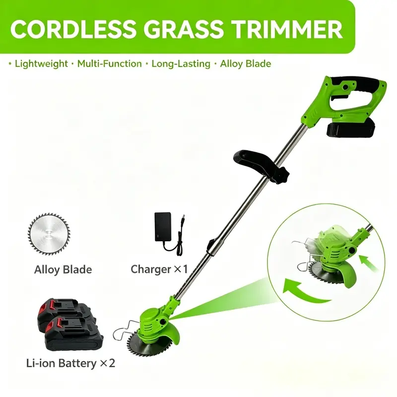 Portable home garden weeder, 2-in-1 cordless lawn mower, multifunctional weeding and trimming tool, efficient cutting, suitable for weeding and maintenance in yards, gardens, and lawns
