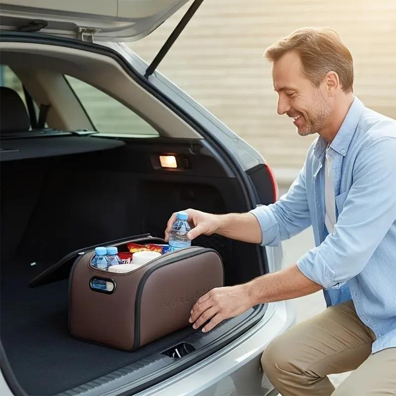 Luxury Leather Car Storage Box, Front Passenger Large Opening, Trunk Large Capacity Organizer, Multi-Functional Car Storage, Fits Various Models