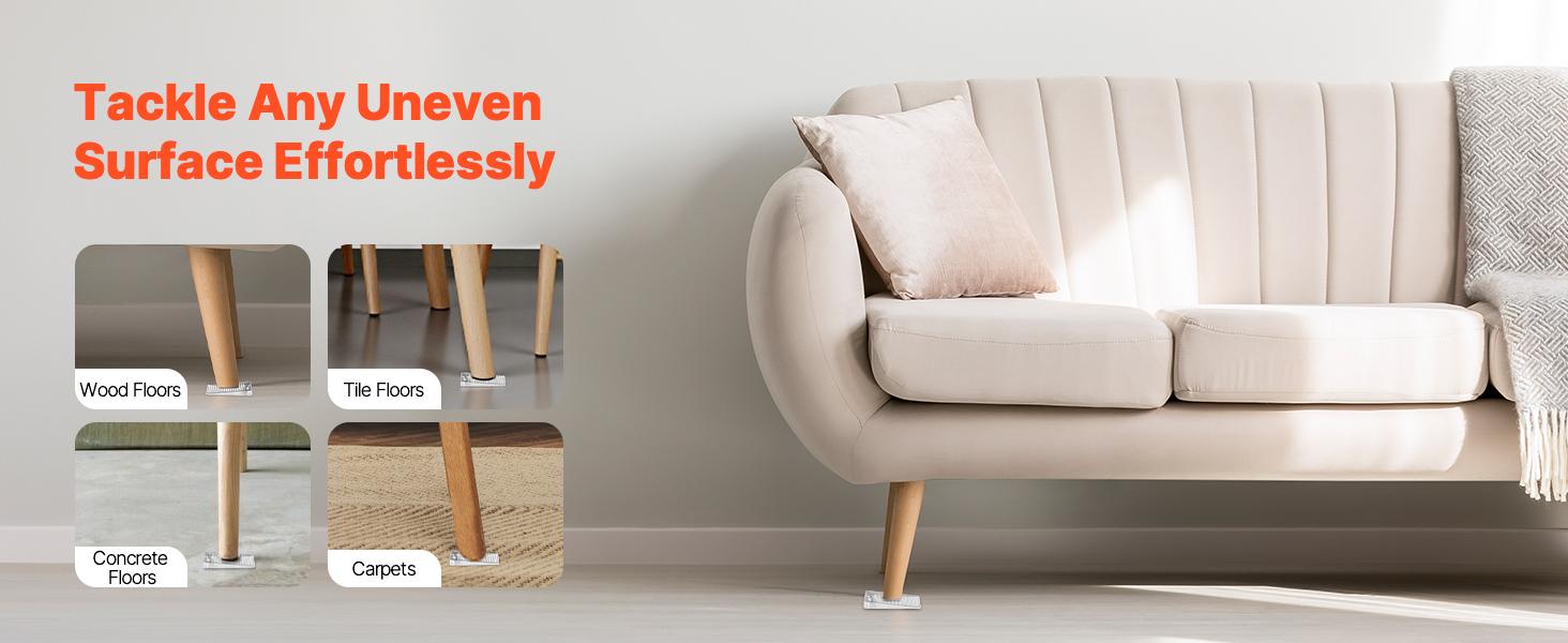 VEVOR Furniture Leveling Shims, 30 PCS 1.97x 1.16x 0.22 inch Non-Skid Clear Plastic Pads, Easy-to-Cut Furniture Leveler, Ideal Shim Leveler for Couch, Refrigerator, Table Legs to Avoid Wobbling