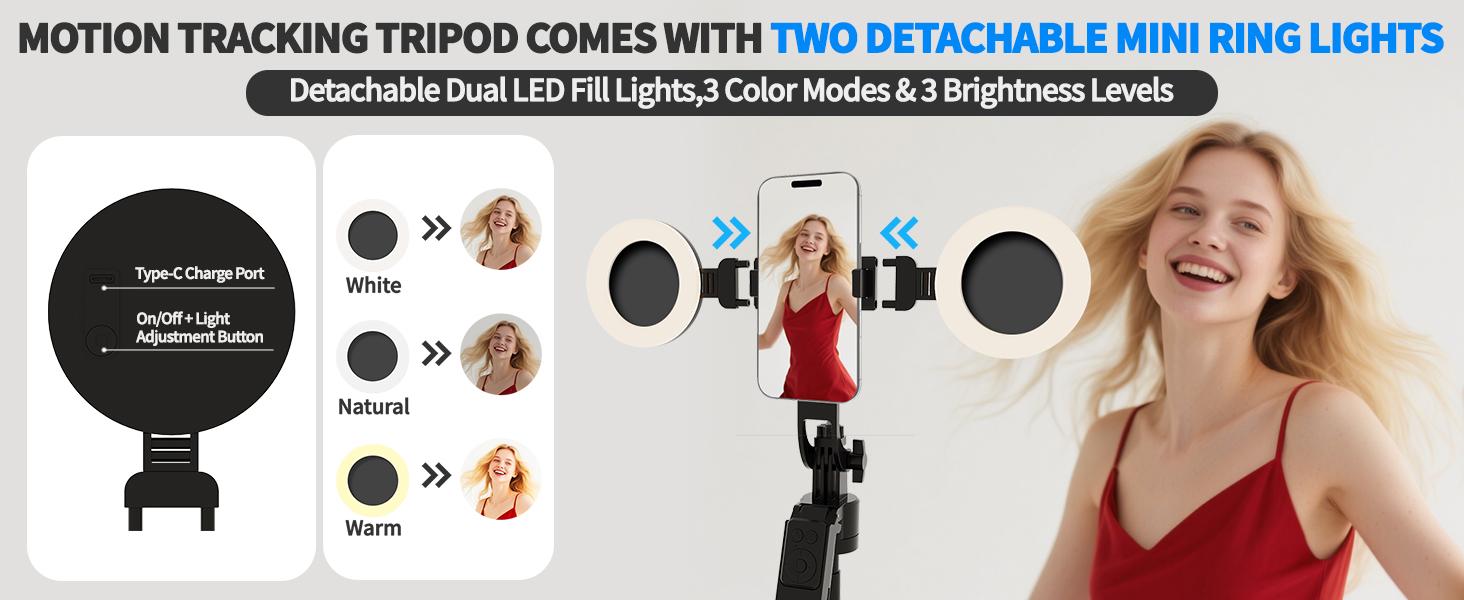 DreamPigeon VloggerPro Auto Face Tracking Selfie Stick Tripod with Fill Light, 360 Rotation & Gesture Control, 70.9" Extendable for iPhone TikTok Vlog Live Stream Video Recording