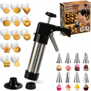 Spritz Cookie Press Gun Kit - 24-piece cookie press set with 13 Discs & 8 Tips | Easy Squeeze for Butter Cookies, Great Baking Gift for Christmas,Home Bakers, Beginners