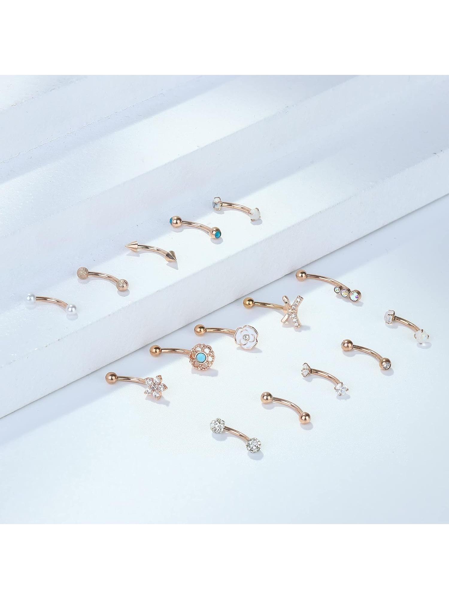 Piercing Jewellery 16G Surgical Steel Curved Barbell Eyebrow Bars Helix Tragus Snug Lip Belly Button Piercing Daith Rook Earrings for Women Men