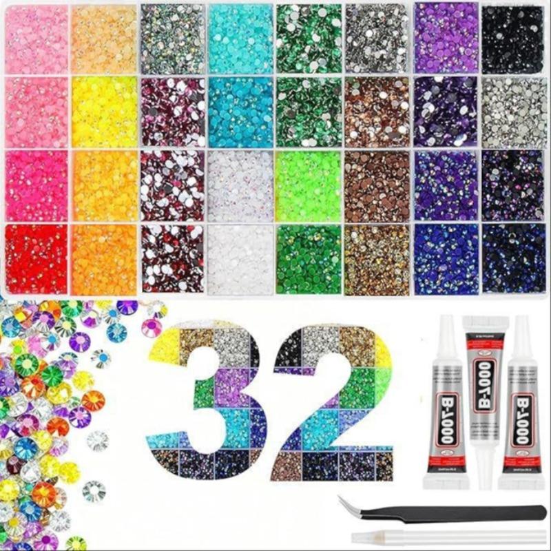 32000Pcs Jelly Rhinestones for Bedazzling Kit, 40-Color 3mm Flatback Resin Gems, DIY Nail Art Craft S