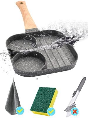 Nonstick Egg Frying Pan, Mini Nonstick Pan Divided Grill Frying Pan, Heat Resistant Handle 3 Section Skillet Mini Pancake Pan, Cooking Pan for Breakfast, Egg, Bacon and Burgers, 7.3 in
