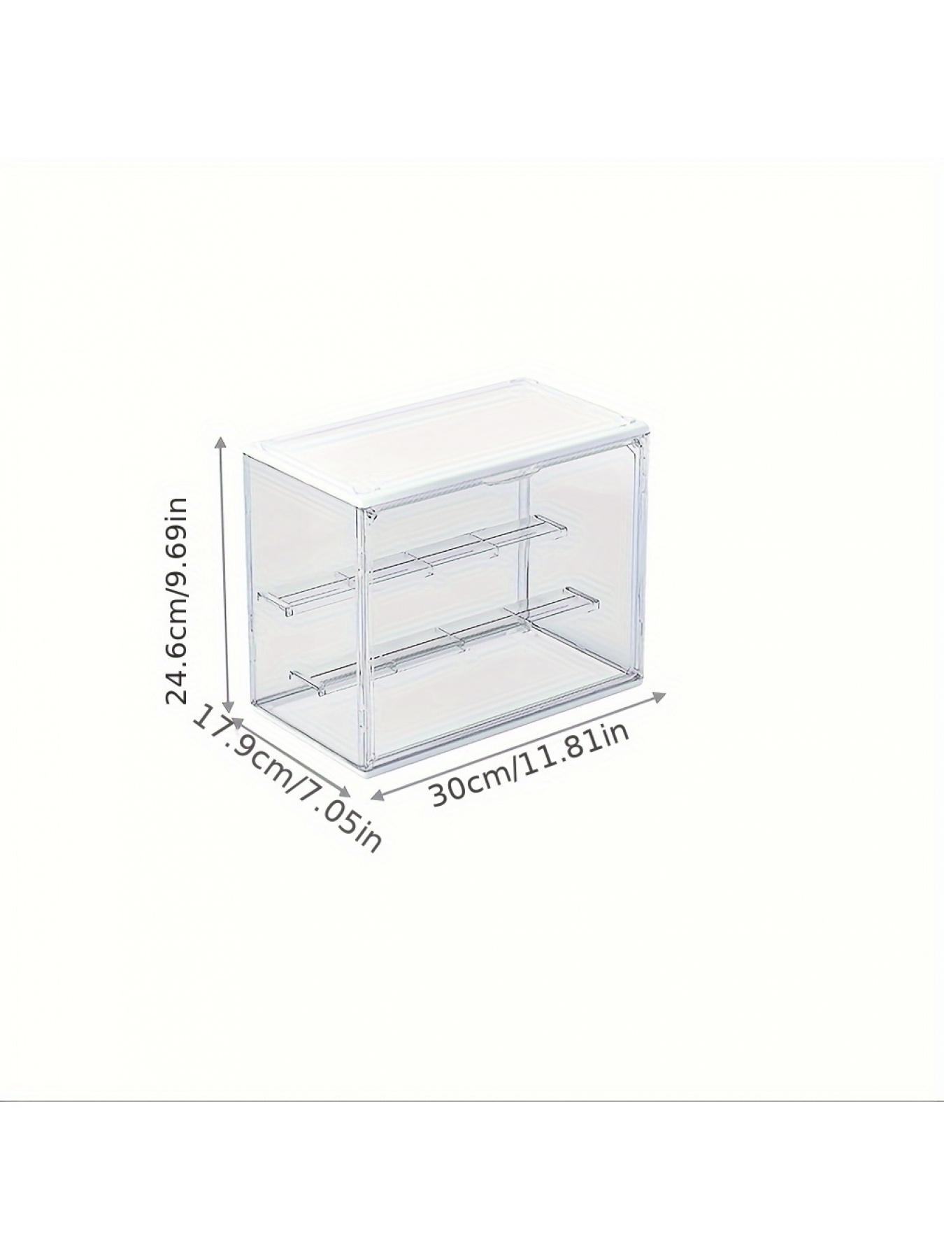 3-Tier Clear Plastic Display Case with Step & Magnetic Closure, Stackable Storage Box for Desktop Organization & Showcase