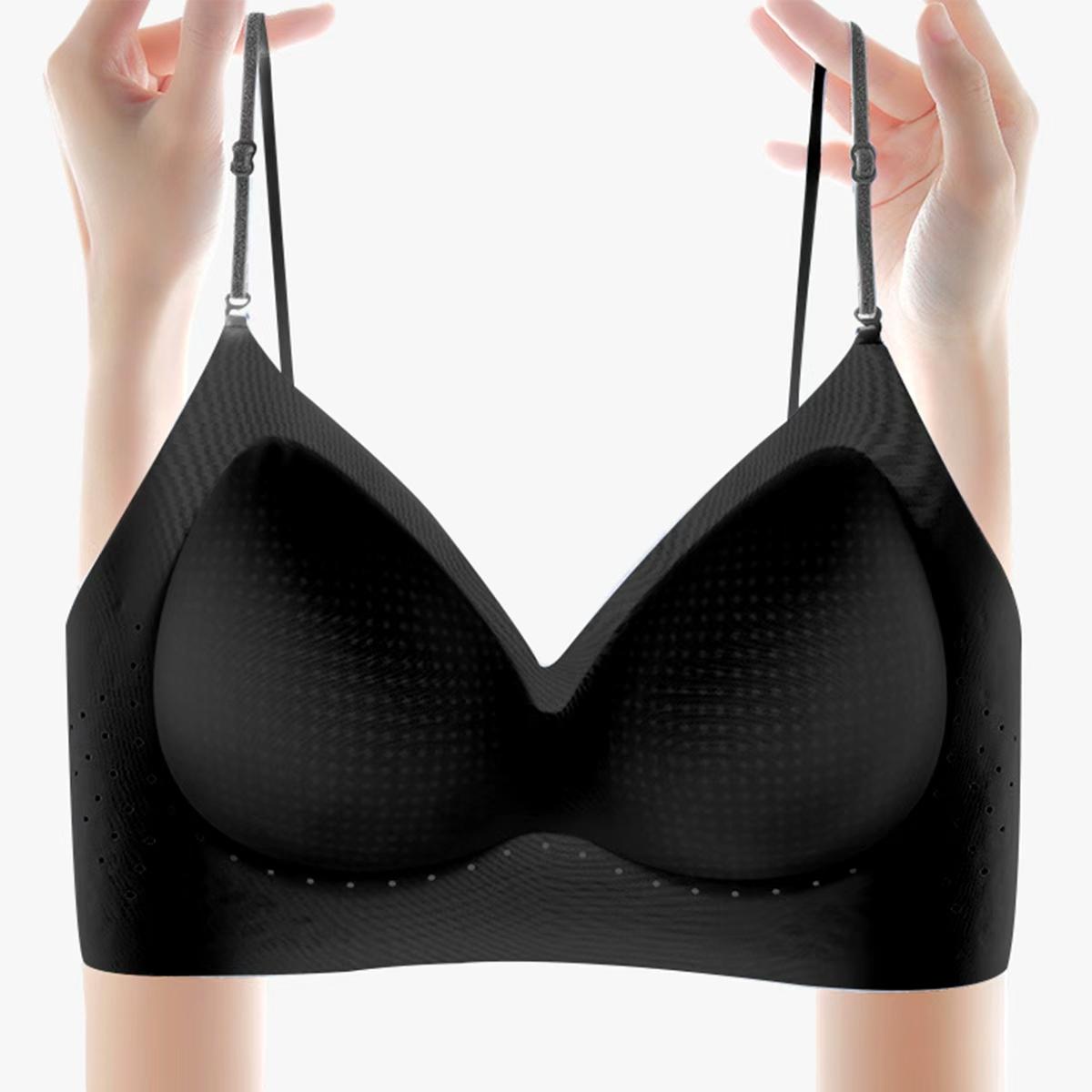 Women's Jelly Wireless Bralette - Seamless Deep V Push Up Seamless Bra, Breathable Backless Wirefree Bra with Adjustable Straps, Seamless Bras, Breathable Backless Bra