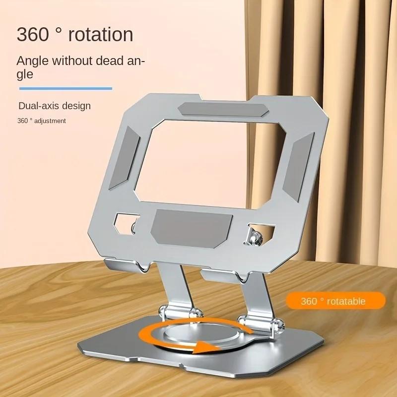 360 Degree Metal Desktop Stand, Foldable and Adjustable Ergonomic Design, Durable Aluminum Alloy Structure, Ideal for Office Use, Portable Laptop Stand, Computer Stand