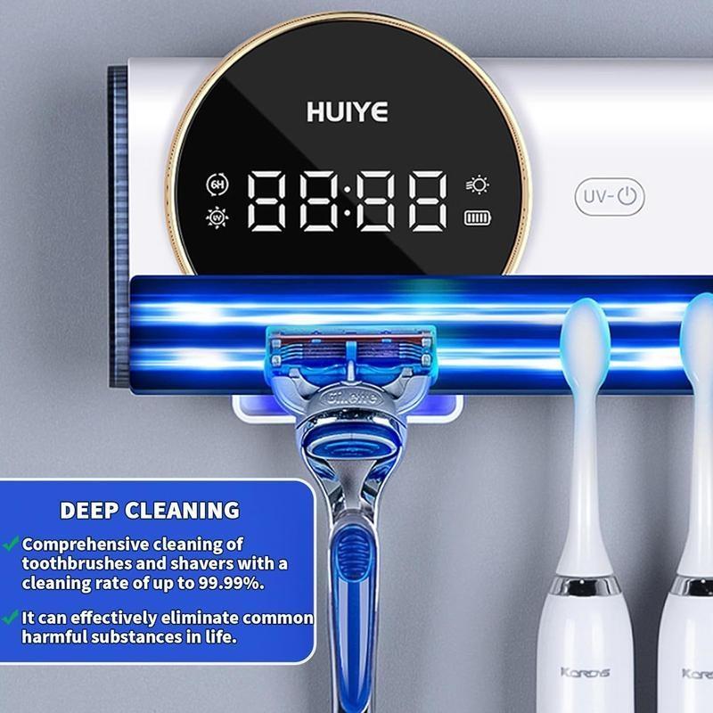 2026 Upgraded Bathroom Toothbrush Holder, Infrared Toothbrush Sanitizer, Wall-Mounted Design, Compatible with Various Toothbrush Sizes, Features Air-Drying Function, Equipped with an LED Smart Display