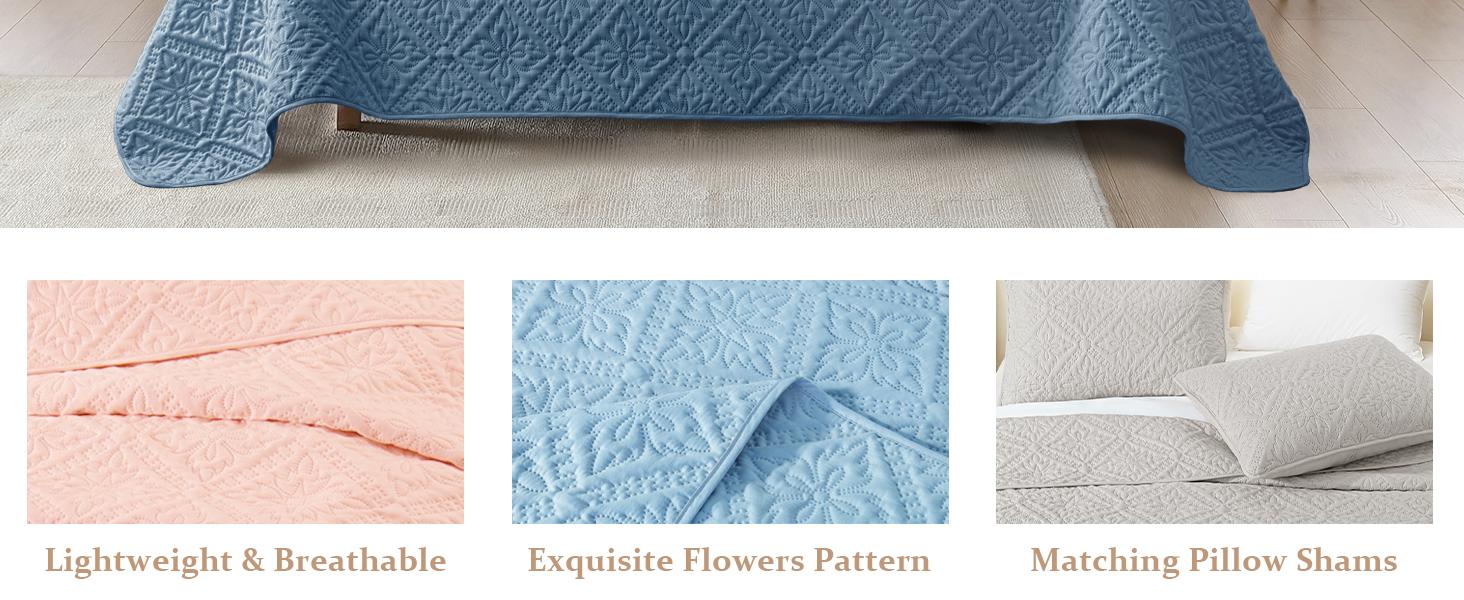 Exclusivo Mezcla California King/King/Queen/Twin Size Quilt Bedding Set, Lightweight Soft Bedspreads Coverlets with 2 Pillow Shams, Modern Oversized Quilts for All Seasons