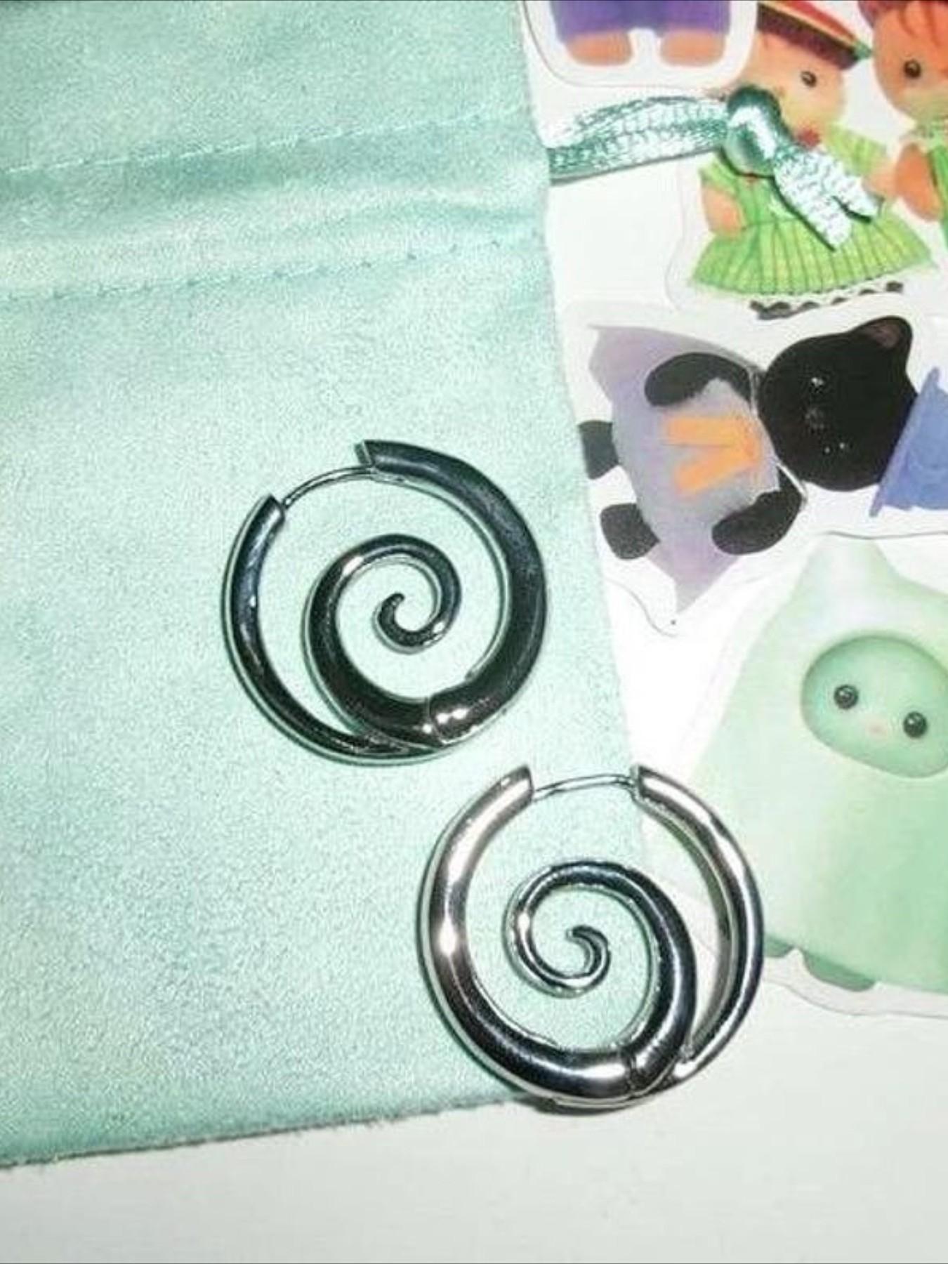 Fashion Geometric Spiral Circle Earrings, Simple Design Women Daily Commute Versatile Party Metal Earrings, Elegant Minimalist Earrings, Smooth Surface