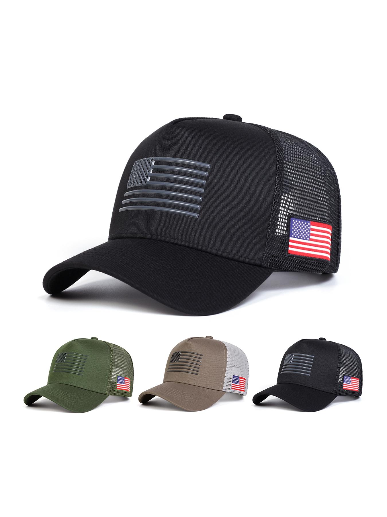 Unisex American Flag Baseball Cap, Breathable Cap, Adjustable Sun Protection Hat for Outdoor Travel Beach Vacation, Casual Fitted Woven Fabric Design