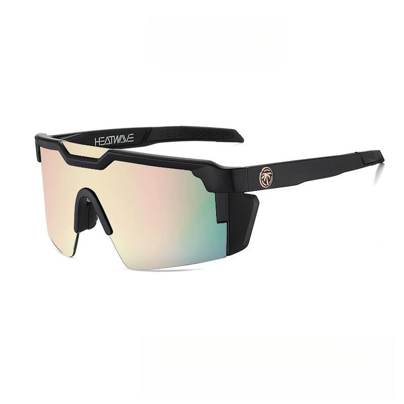 Heatwave Style Polarized Cycling Sunglasses for Men Women - UV400 Protection Large Frame Windproof Sports Goggles with American Flag Arms