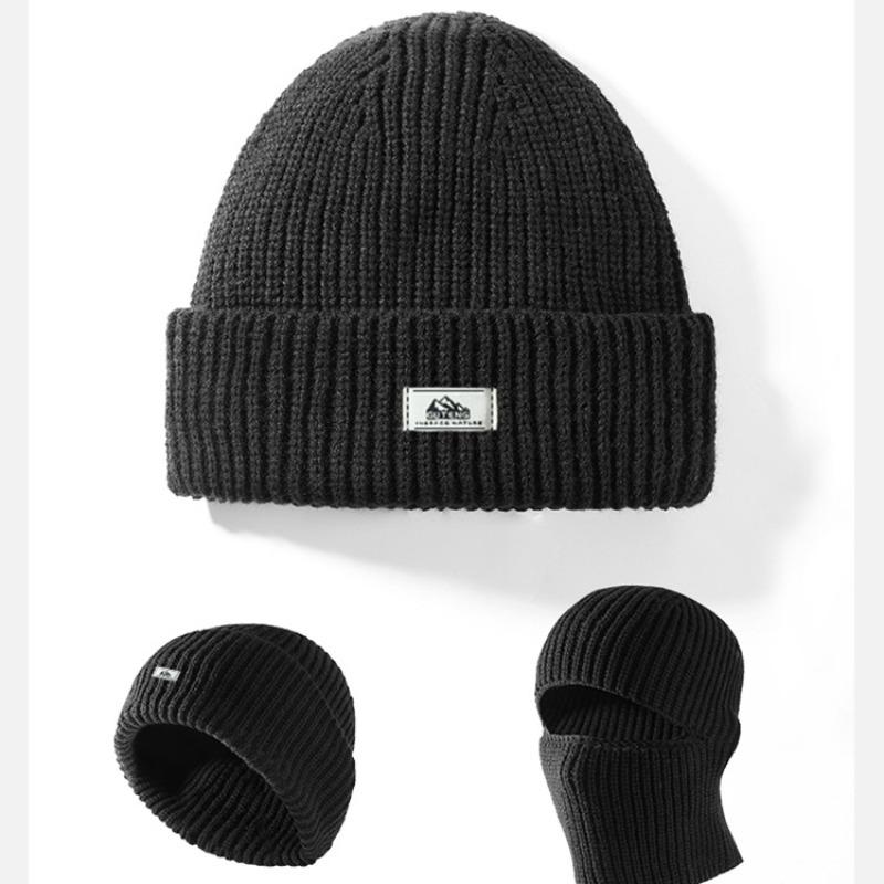 2 in 1 Unisex Winter Warm Knit Beanie Hat, 1 Count Outdoor Cycling Casual Windproof Mask for Men & Women, Multifunctional Beanie Hat for Outdoor Cycling Skiing, Outdoor Hiking Hat