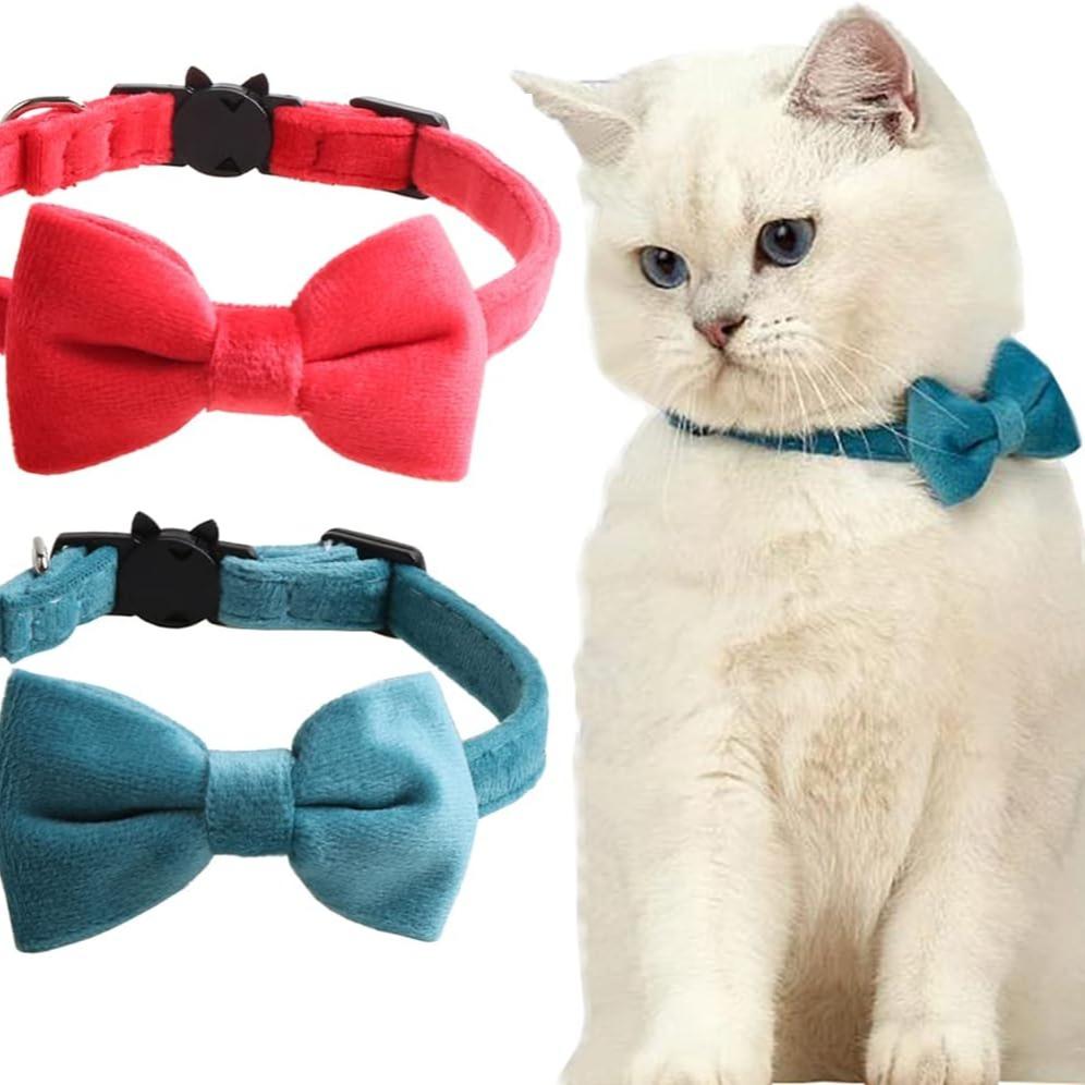 Adjustable Pet Collar with Bell, Cute Bowknot Design Pet Collar with Safety Buckle, Pet Accessories for Small Dogs & Cats