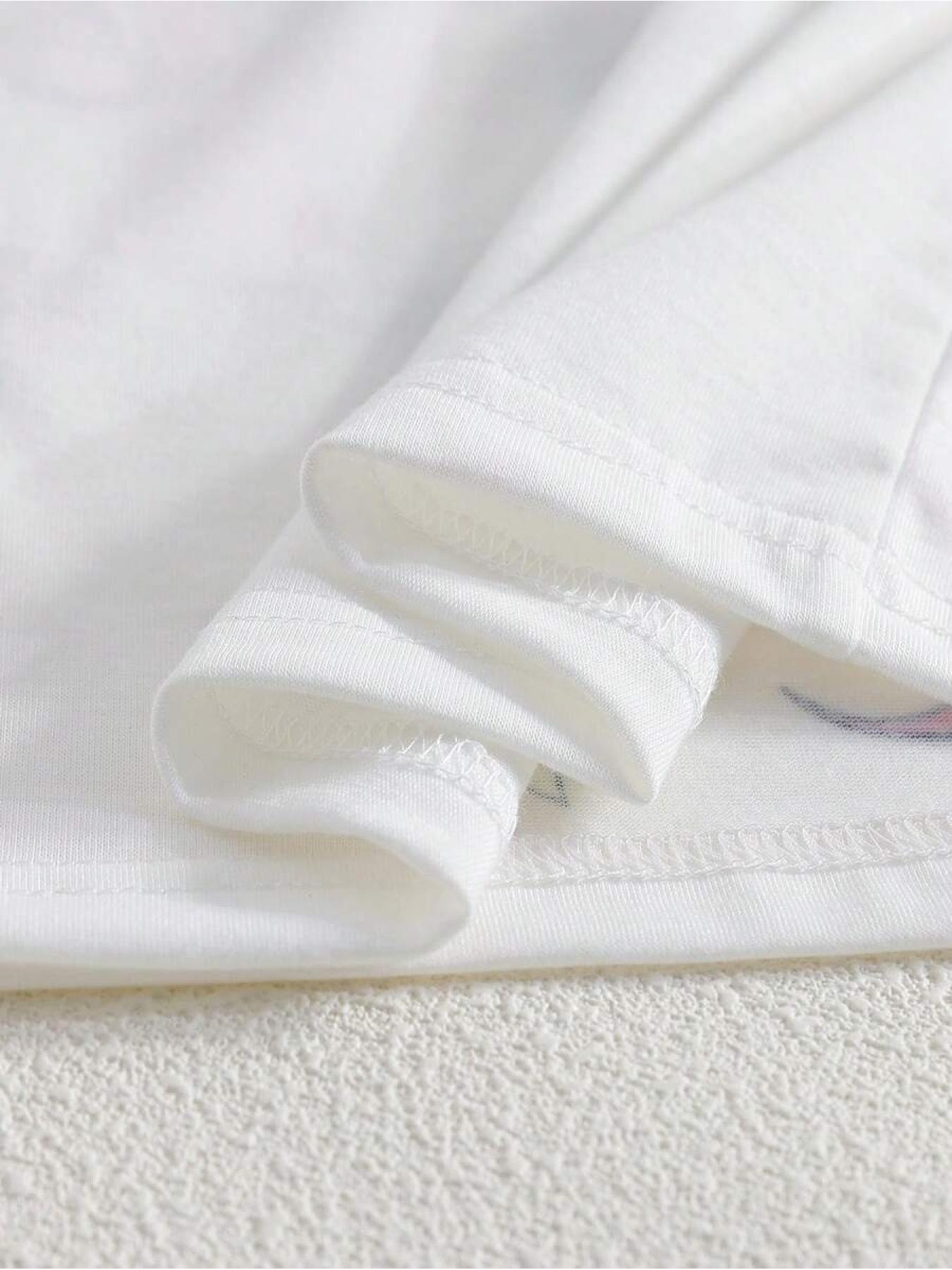 2pcs/Set Young Girls Colorful Unicorn & English Print Round Neck Short Sleeve T-Shirt And Elastic Waist Loose Shorts, Casual & Sports Outfit For Summer, School, Campus, College