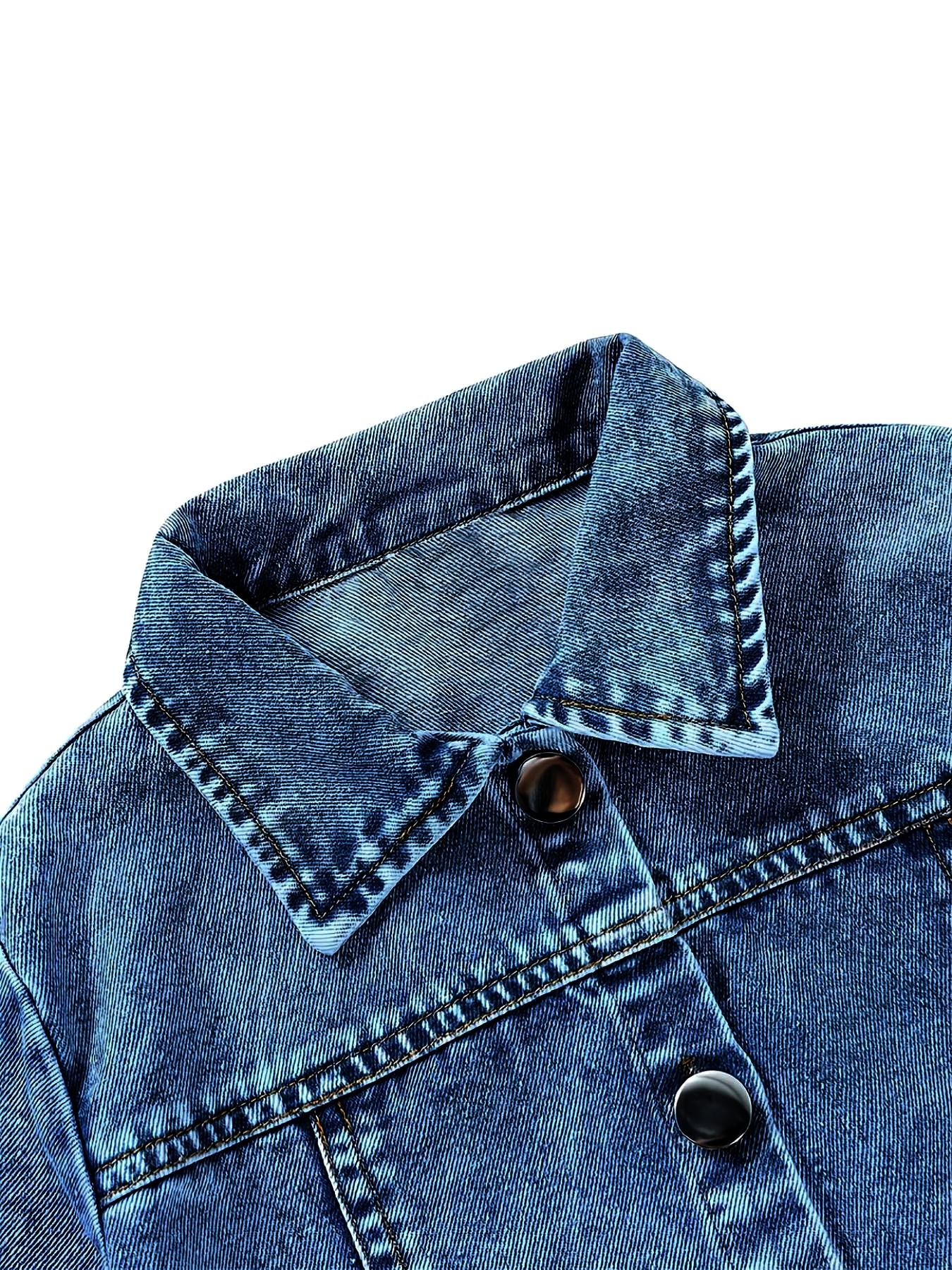 Girls' Cartoon Print Denim Jacket & Short Skirt Suits Set, Casual Fitted Design, Perfect for Spring & Fall, Ages 1-8, Ideal Gift