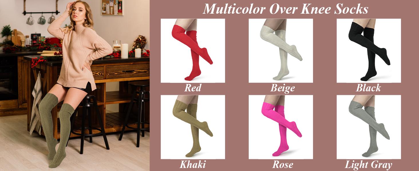 BomKinta Cozy Knit Thigh High Socks for Boots | Soft Fabric, Elastic Fit, Ladies Size 5-10, Warm & Durable, Fashionable Striped Design for Fall & Halloween Style Womenswear Leg