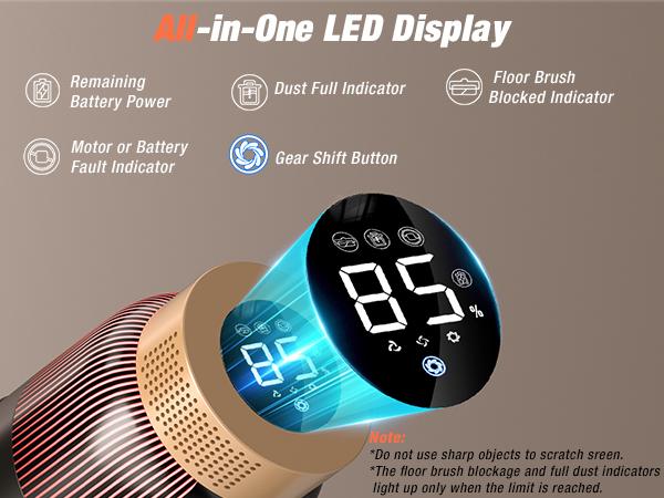 Cordless Vacuum Cleaner, 580W 48KPA, 70 Min Runtime, Touch Screen, High-Power Brush, Self-Standing with Wall Mount for Pet Hair & All Floors Cordless Vacuum Cleaner, 580W 48KPA, 70 Min Runtime, Touch Screen, High-Power Brush, Self-Standing with Wall Mount for Pet Hair & All Floors