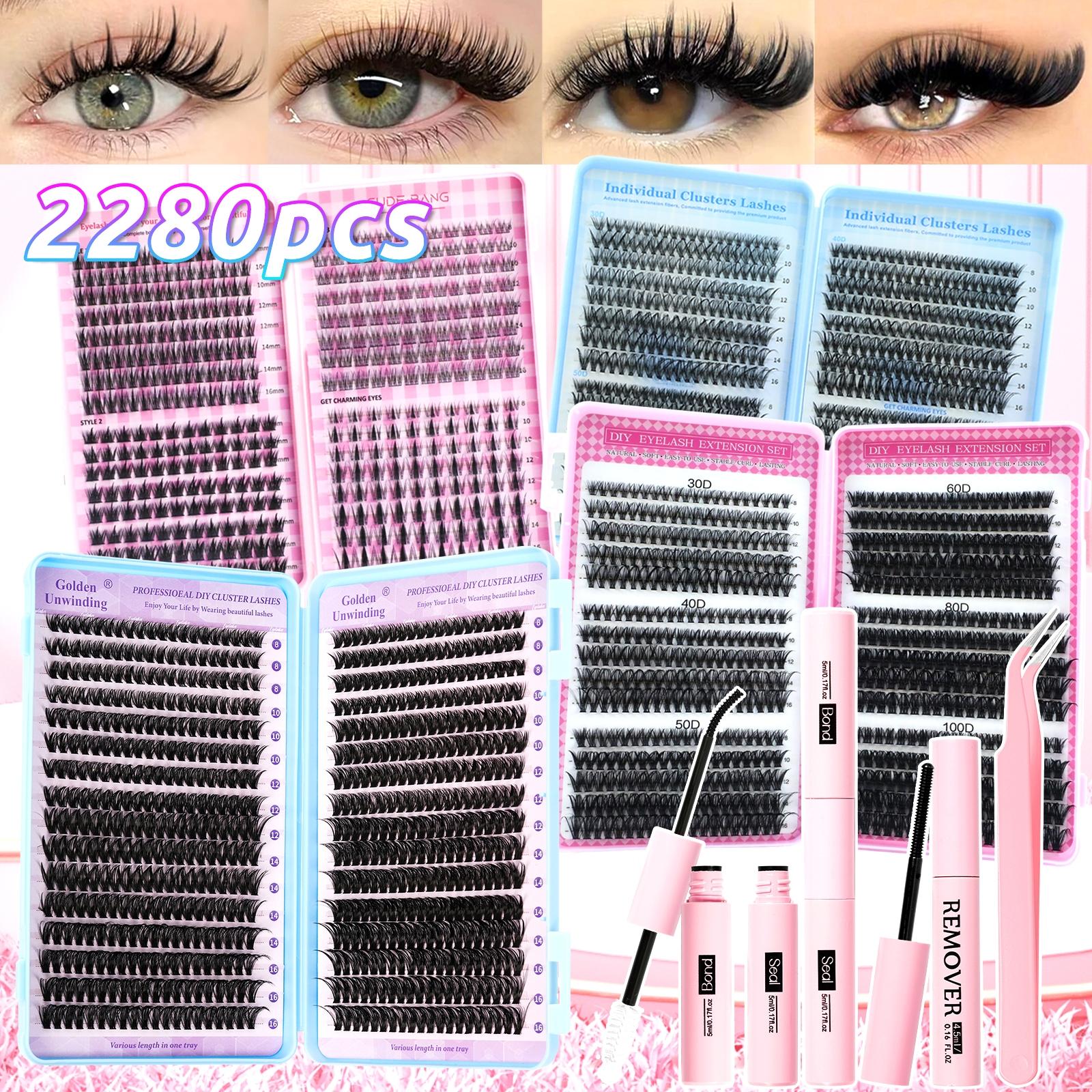 Large capacity, multiple sizes available, standalone false eyelash clusters, Fluffy eyelashes, D-shaped curvature design, 8-16mm DIY false eyelash clusters, natural appearance with ultra-thick, ultra-light, ultra-soft properties, reusable