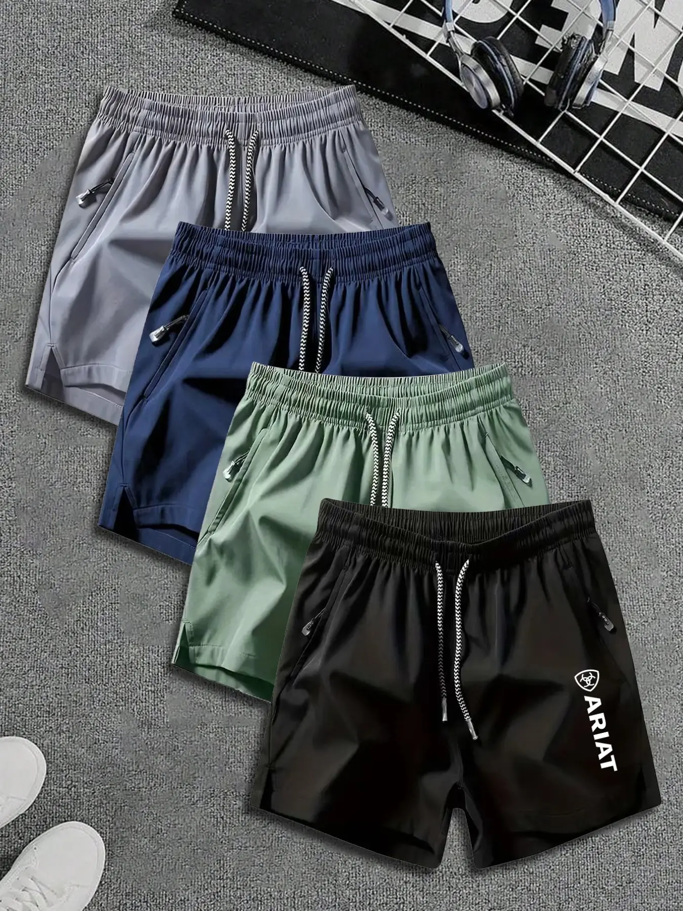 Men Women Summer Sporty Shorts Set, Lightweight Comfortable, Drawstring Waist, Multiple Colors, Ideal for Gym Running Beach