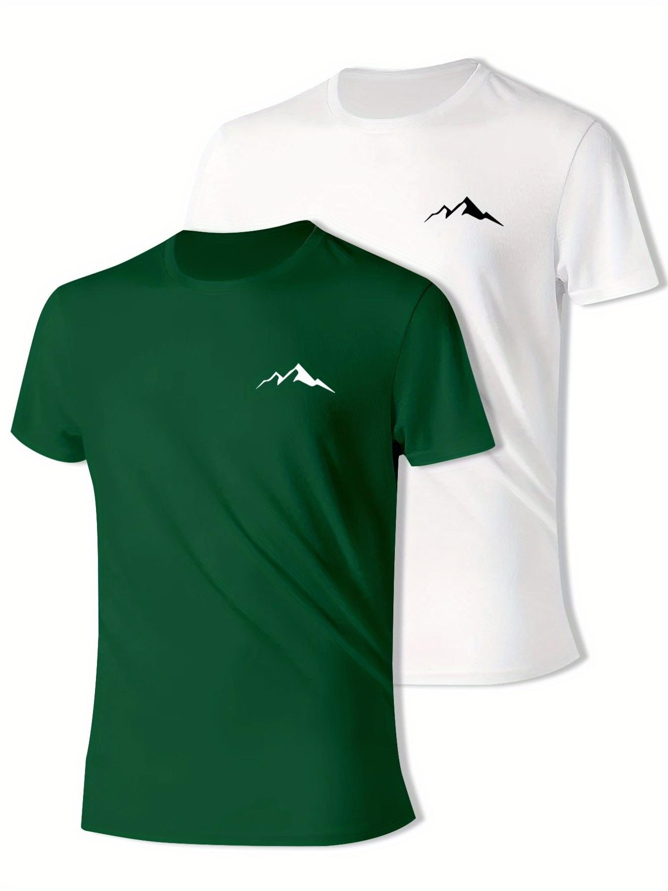 Men's Outdoor Sporty Short Sleeve T-Shirt, Letter Print Round Neck, Fitted Long Top, Casual Style, Two Pieces Set