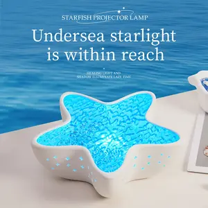 Starfish Projector Lamp ,Northern Lights Projector, Ocean Wave Shower Light Projector Light for Bathroom Classroom, Galaxy Night Light for Kids Dorm Decor, Cute Room Decor Aesthetic(White)