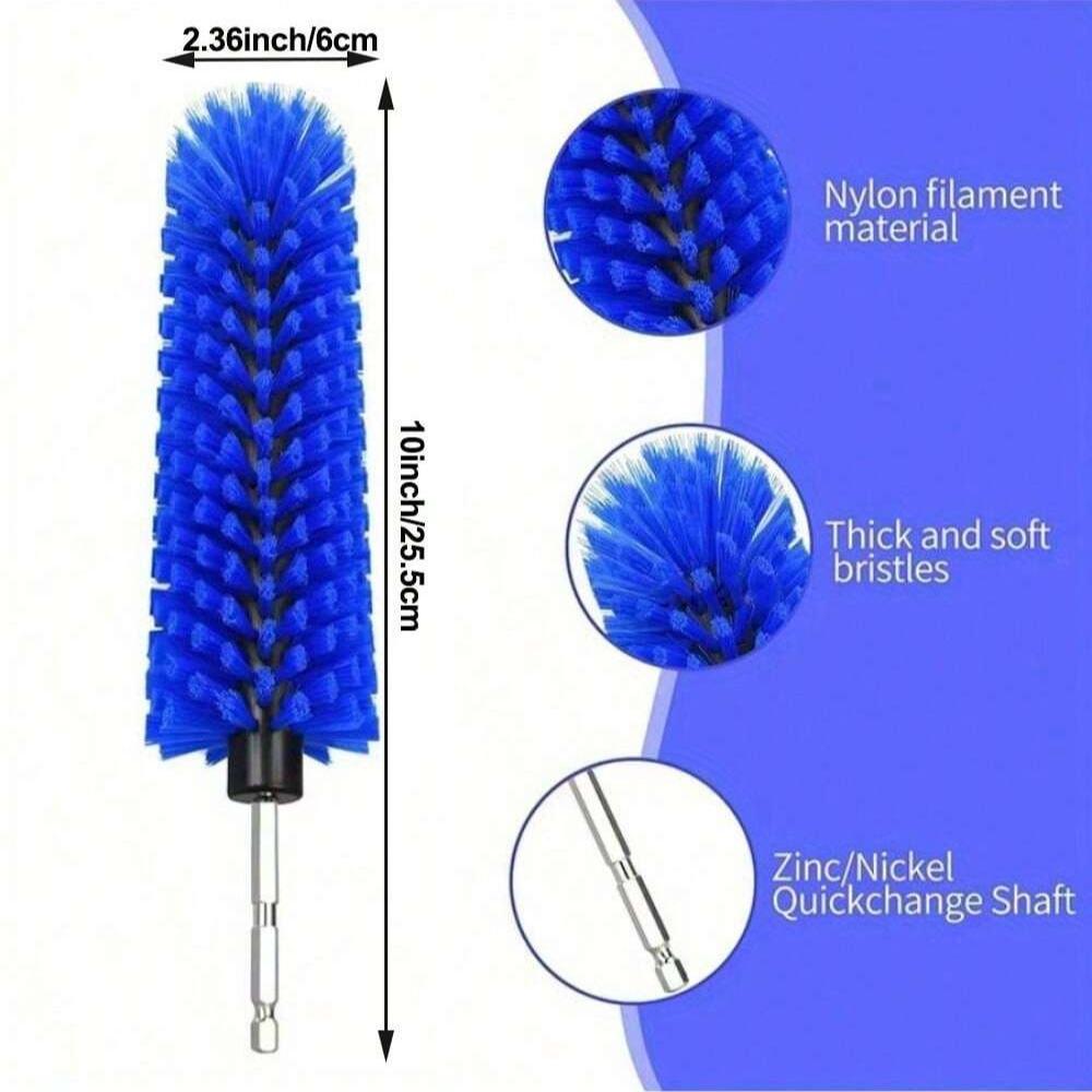 1PC Car Wheel Cleaning Brush, 1pc Drill Brush Attachment for Cleaning, Highly Dense and Durable Car Cleaning Brush for Wheels, Rims, Engines, Exhaust, Bottle
