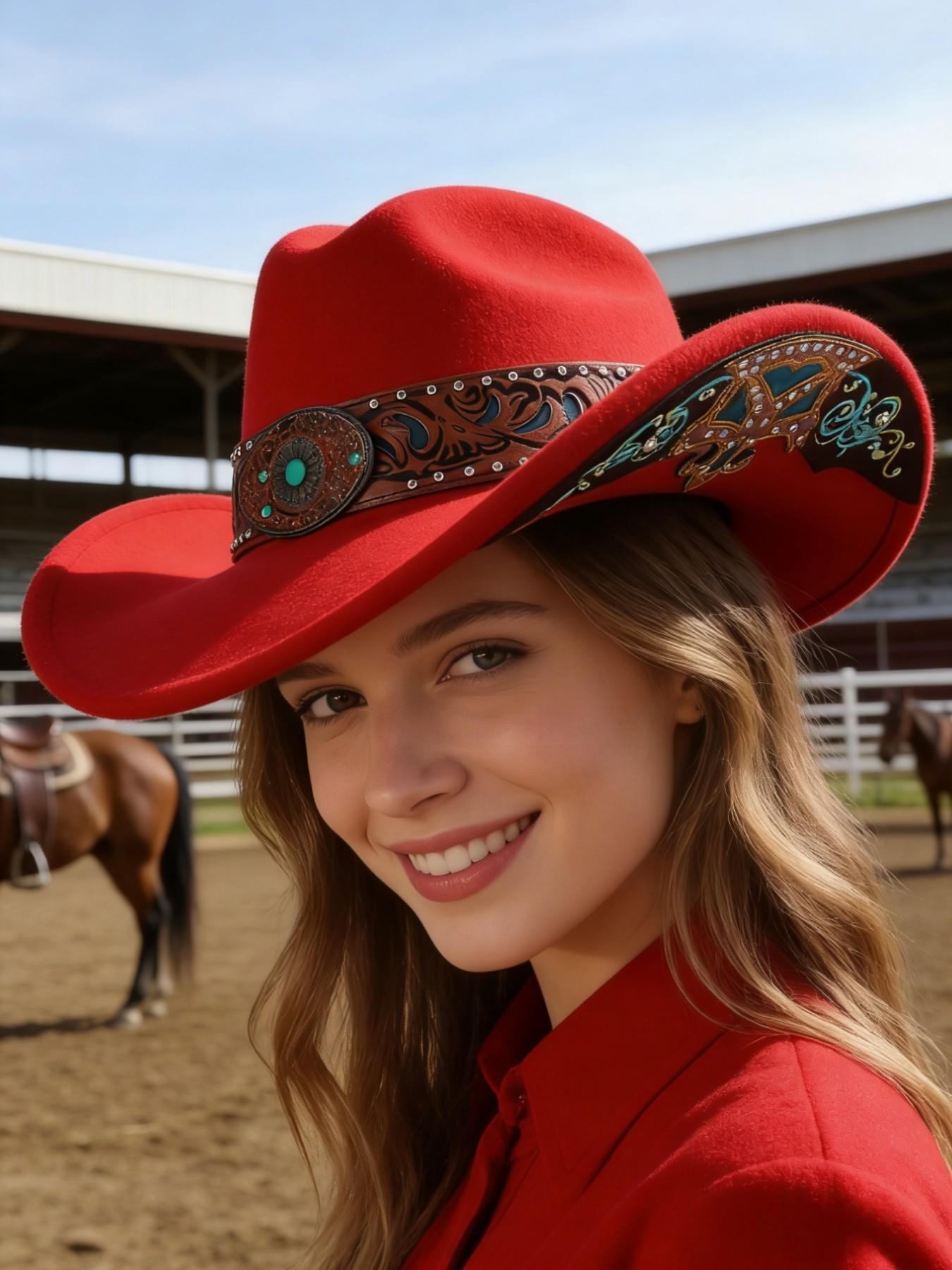 1PC Unisex Western Cowboy Hat, Large Brim Sun Protection, High-End Decorative Band, 57cm Head Circumference, Coffee Color,Pink，White，Black，Orange color，Red