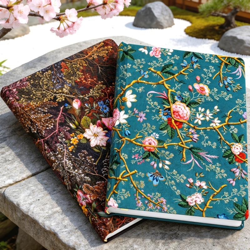 1, A5, 256 pages, Vintage Floral Hard Cover Notebook, Colorful Inside Pages, Laser Engraved Hard Cover Diary, Scrapbooking, Drawing and Diary, School Office Supplies, Gift Ideas for Women, Hardcover Sketchbook, Hardcover Journal