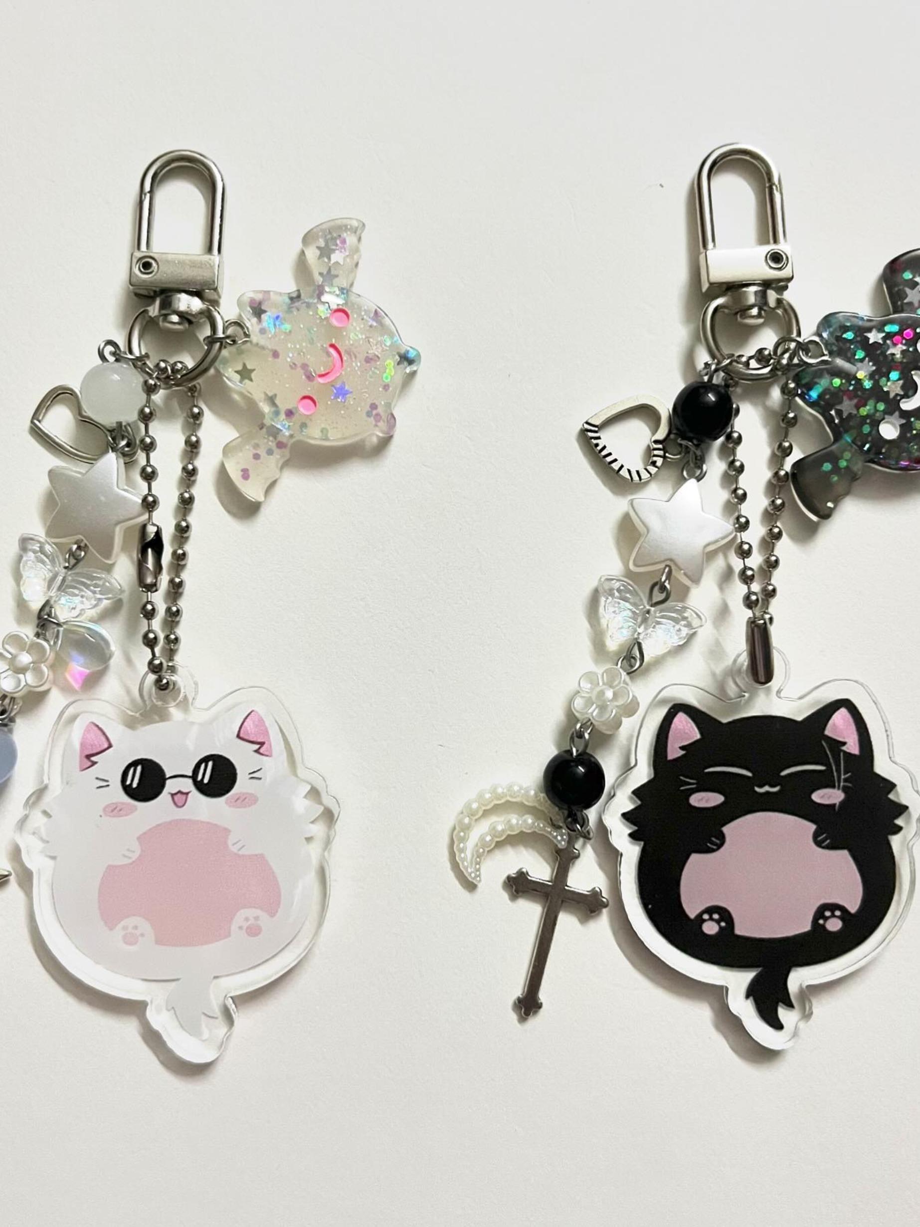 Jjk Satosugu Neko Matching Charms, Aesthetic Design Keychain Gift, Unique Accessory for Cat Lovers, Perfect Present for Anime Fans