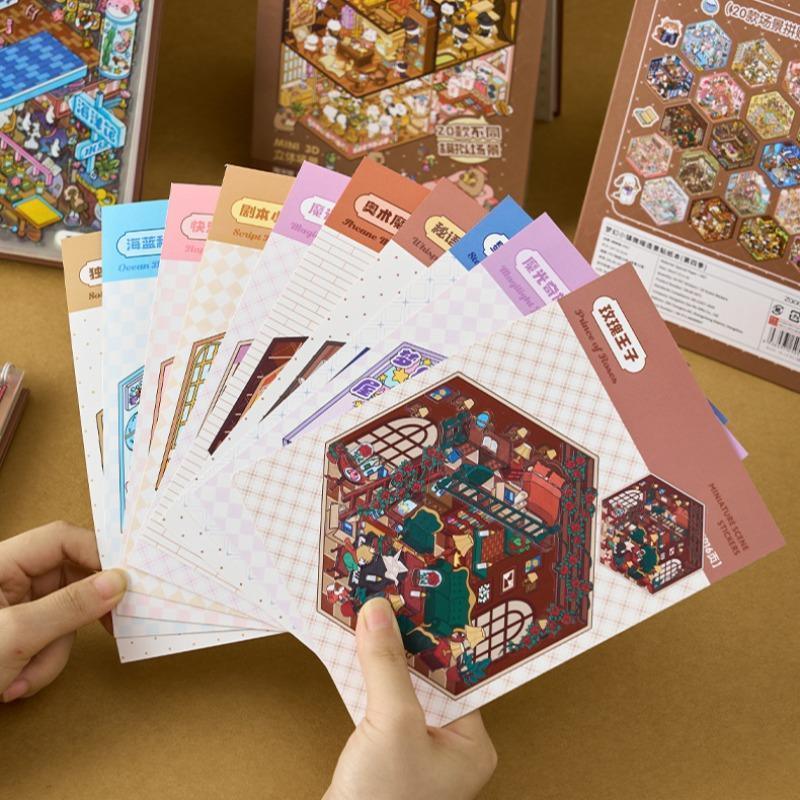 Sunshine Town Landscape Miniature Scene Collection, 49 Sheets Per Book, Scenic Design, Ideal Gift for Collectors and Fans