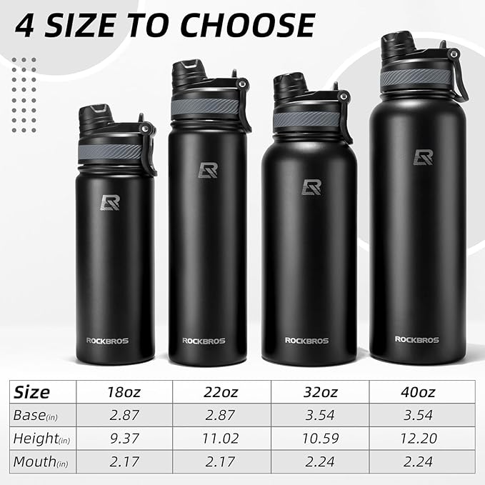 ROCKBROS Insulated Water Bottle with Straw, Stainless Steel Sports Water Cup Flask Leak Proof with Handle Keep Warm and Cold for Hiking, Cycling, Bike Travel, School Sports, Gym ROCKBROS Insulated Water Bottle with Straw, Stainless Steel Sports Water Cup Flask Leak Proof with Handle Keep Warm and Cold for Hiking, Cycling, Bike Travel, School Sports, Gym